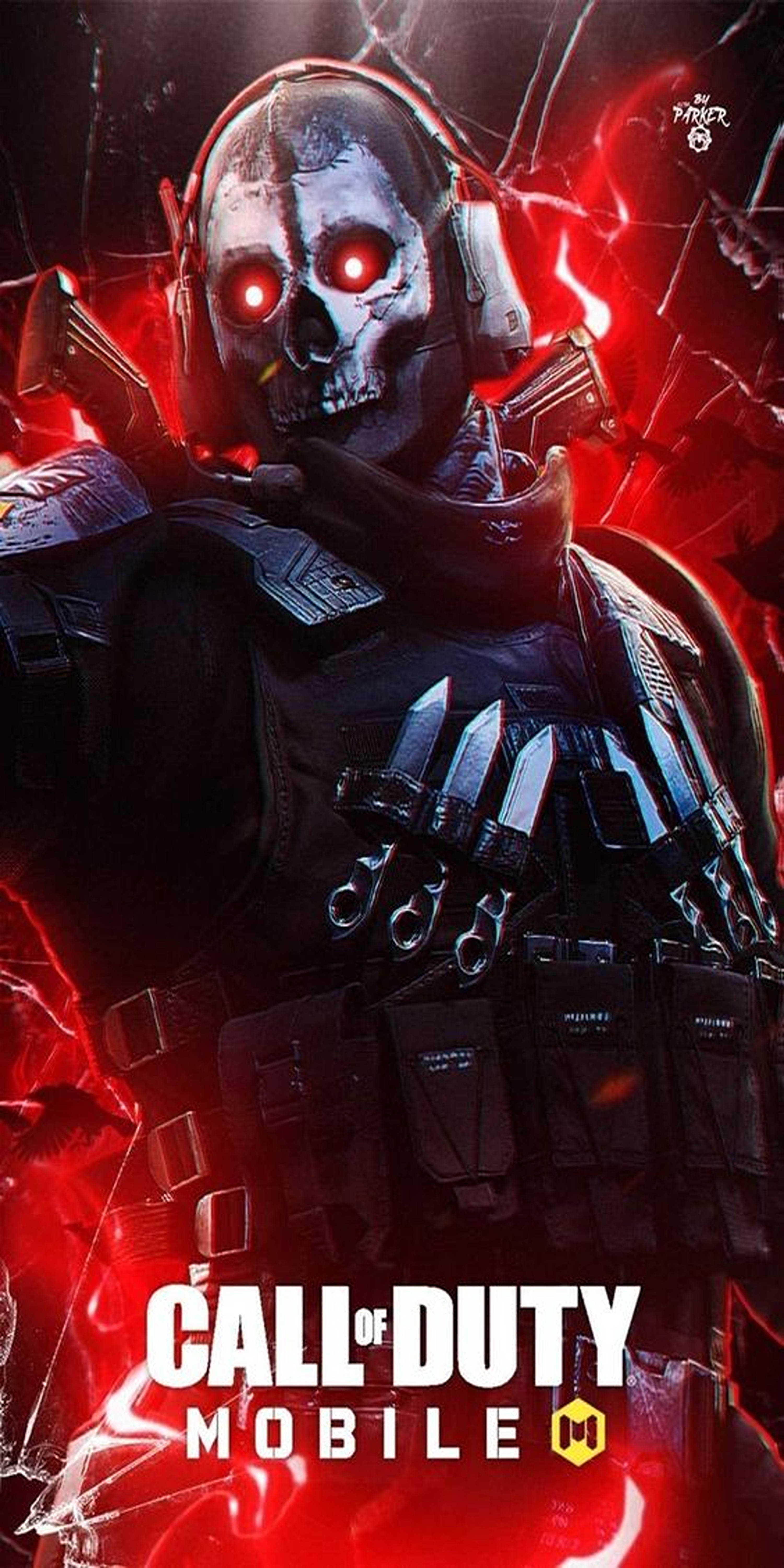 Call Of Duty, glowing red, skull-faced soldier, 5K Phone Wallpaper