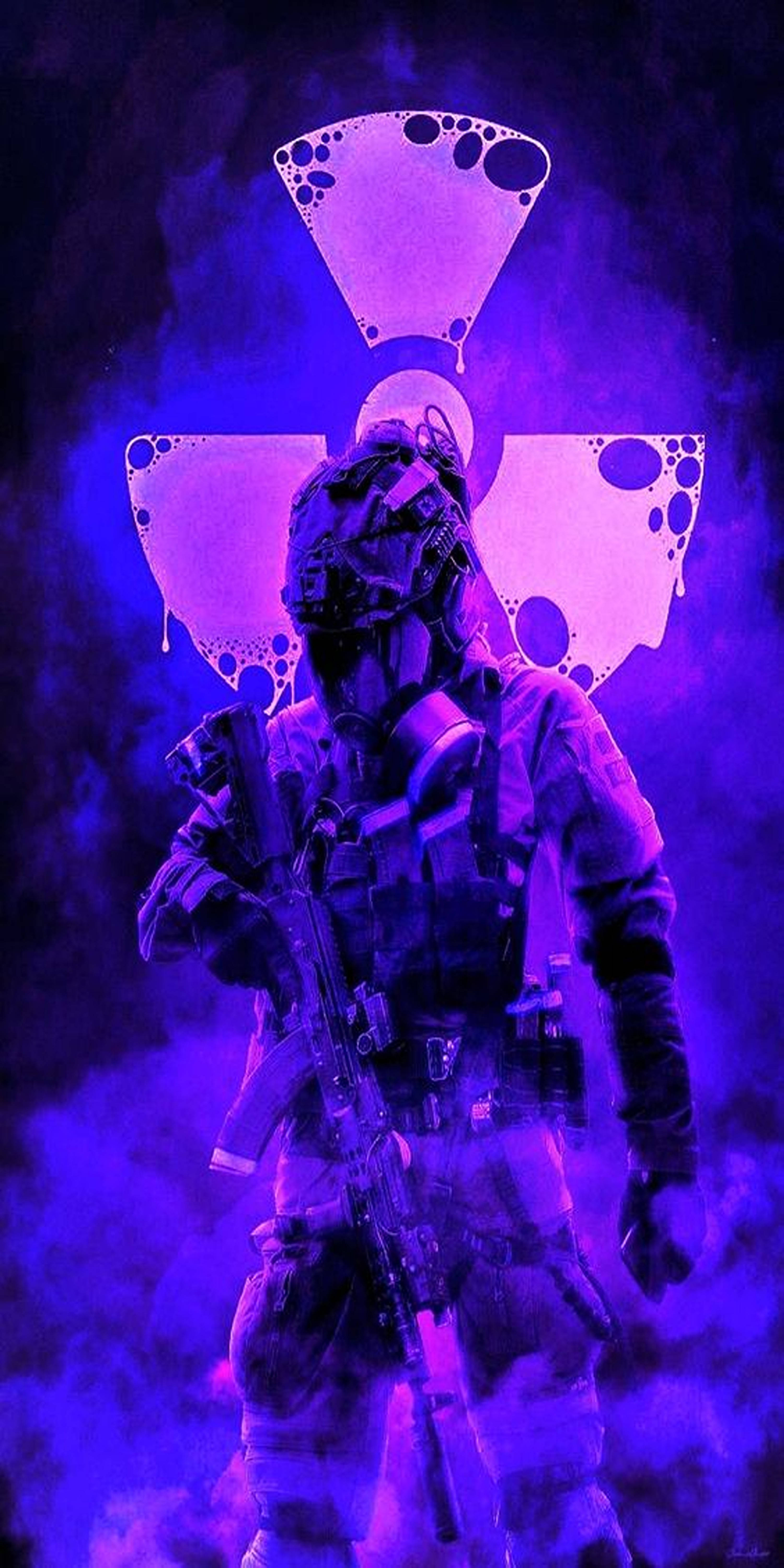 Call Of Duty, purple, radioactive symbol, 5K Phone Wallpaper