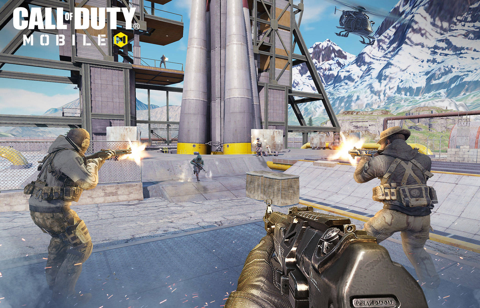 Call Of Duty: Mobile, Fight In Facility, snowy mountain industrial zone, Full HD Desktop Wallpaper