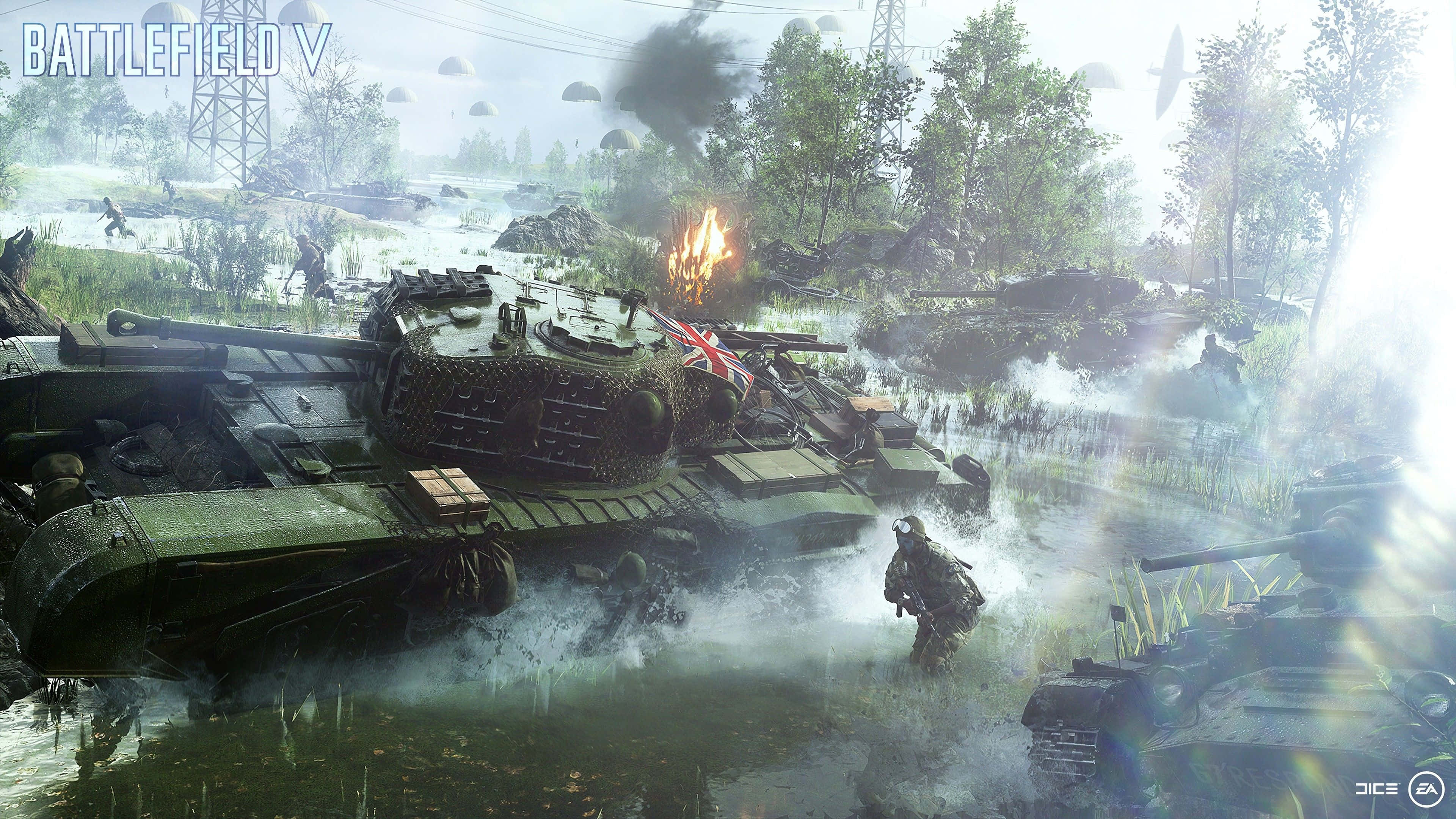 Call Of Duty Modern Warfare 2, battlefield, burning tanks, 4K Desktop Wallpaper