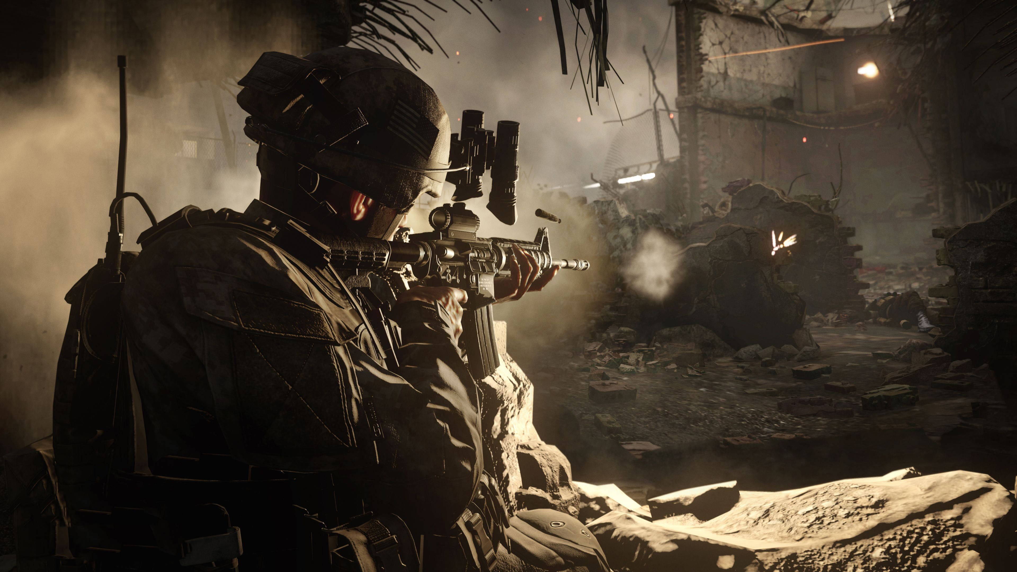 Call Of Duty Modern Warfare, tactical gear, rifle, 4K Desktop Wallpaper