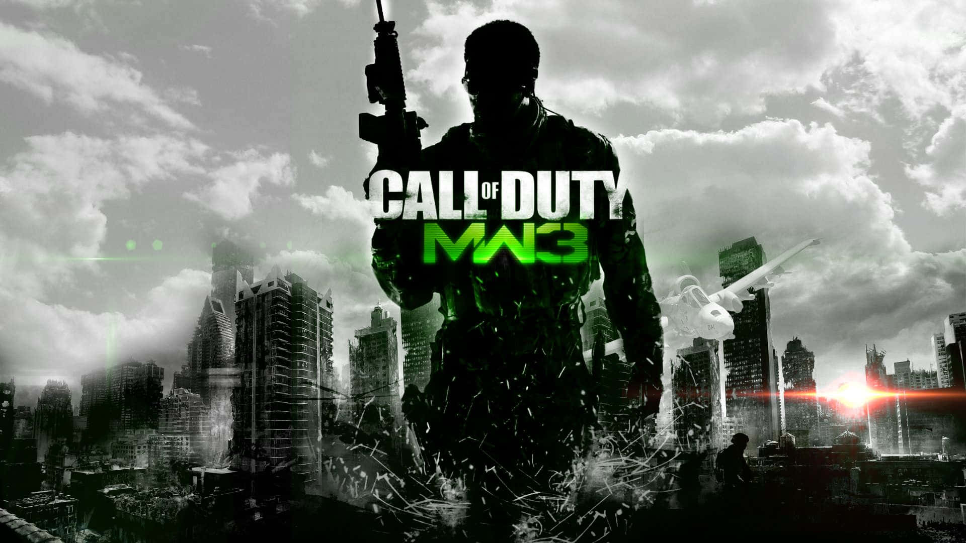 Call of Duty: Modern Warfare 3, soldier silhouette, rifle, Full HD Desktop Wallpaper
