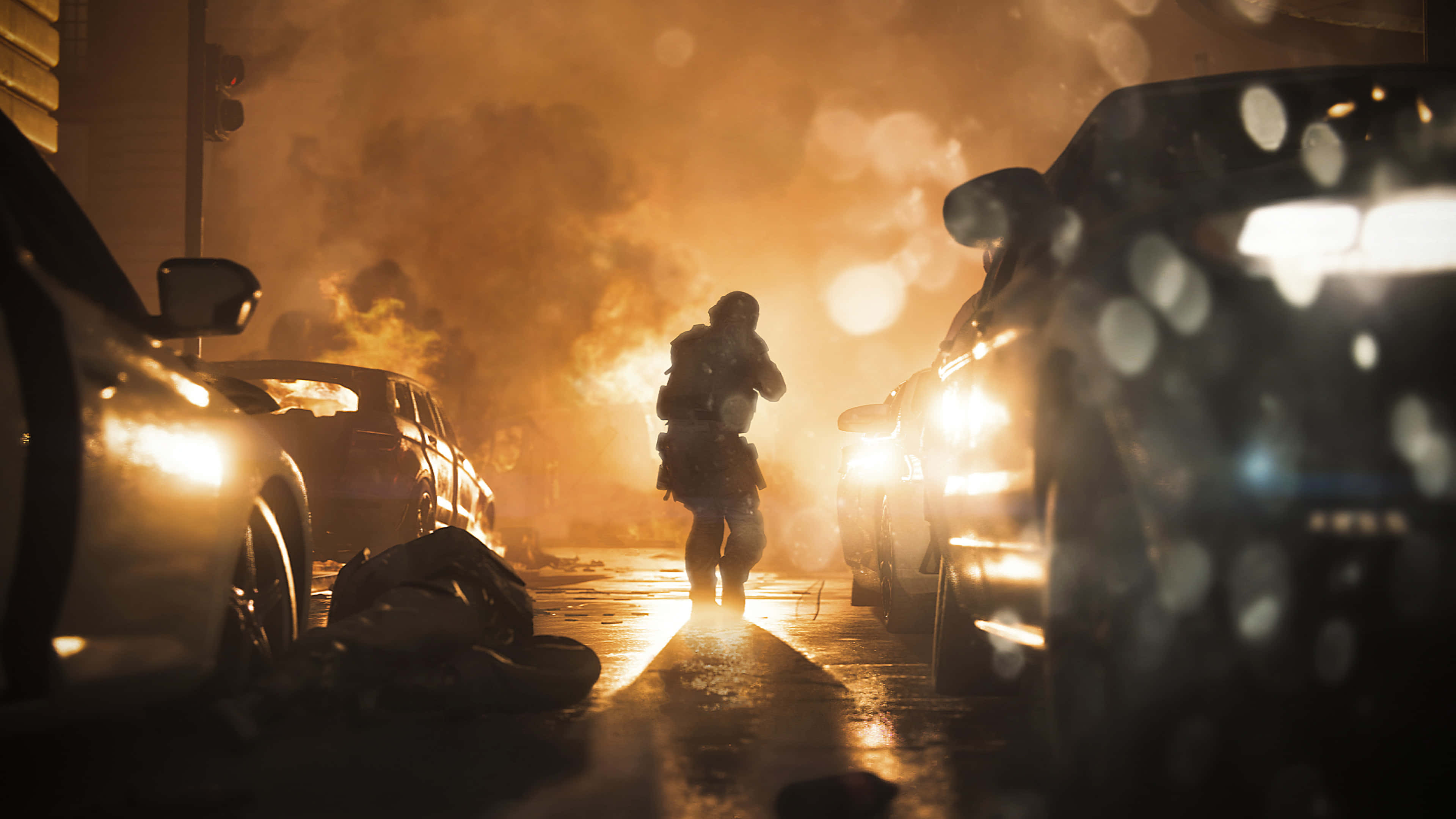 Call Of Duty Modern Warfare, urban street, smoky, 4K Desktop Wallpaper