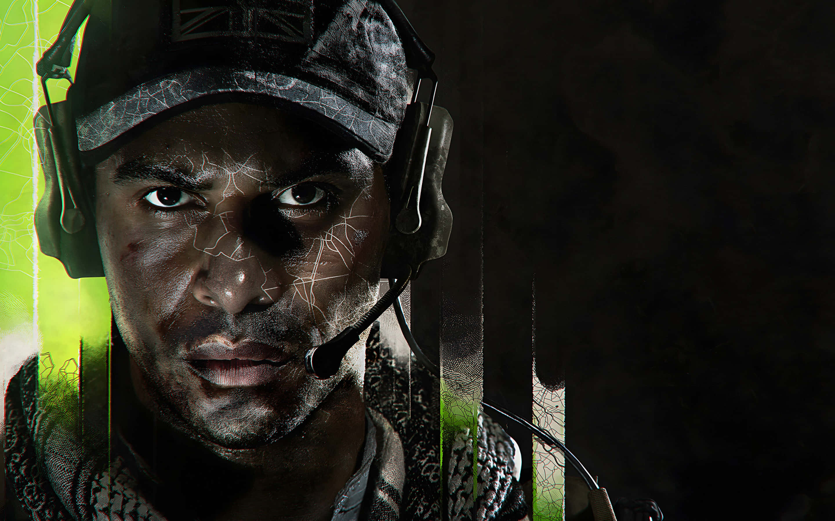 Call of Duty Modern Warfare, soldier, cracked face paint, 2K Desktop Wallpaper
