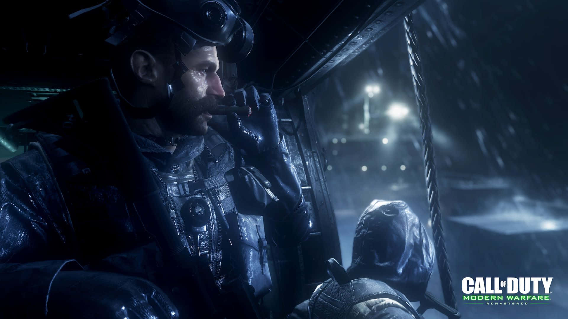 Call Of Duty Modern Warfare 4, tactical gear, rain-slicked helicopter, Full HD Desktop Wallpaper