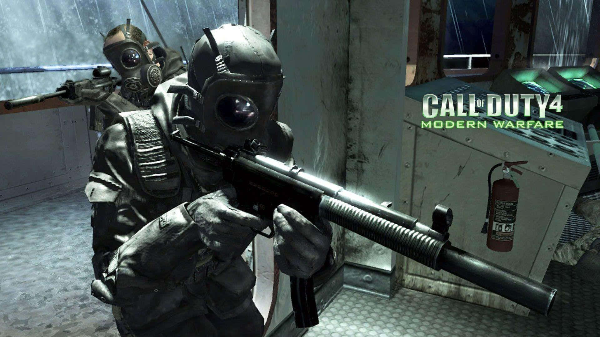 Call of Duty 4 Modern Warfare, soldiers, gas masks, Full HD Desktop Wallpaper