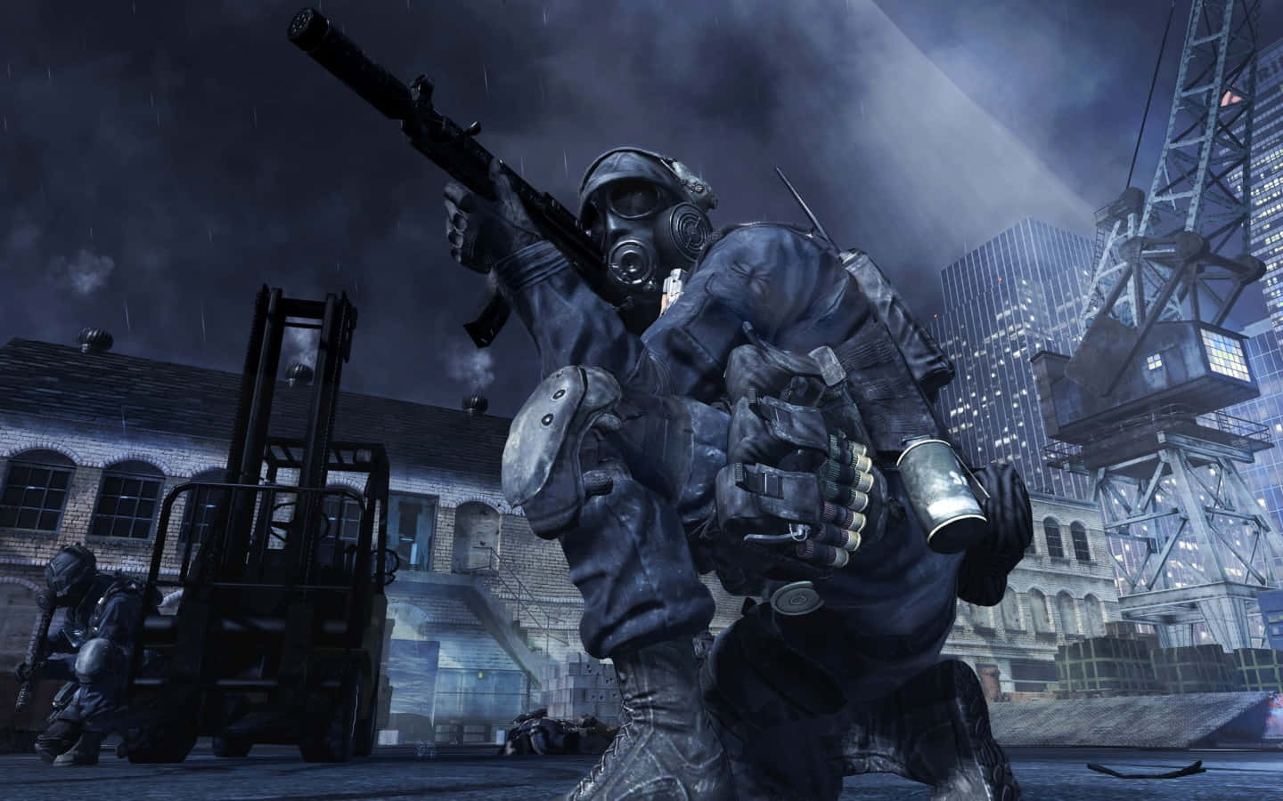 Modern Warfare, nighttime combat scene, soldier, HD Desktop Wallpaper