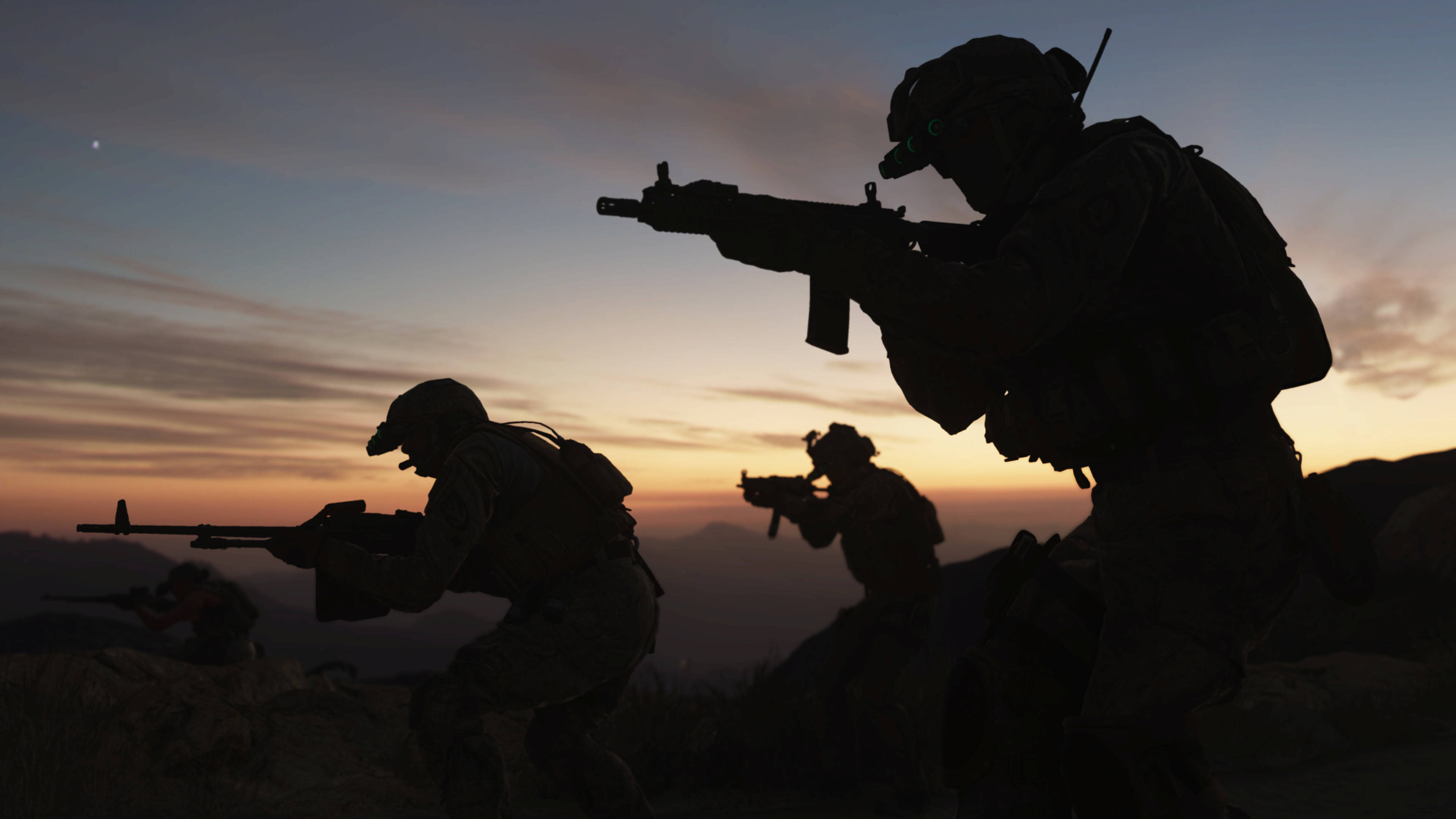 Call Of Duty Modern Warfare 2019, rocky hillside, sunset, 4K Desktop Wallpaper