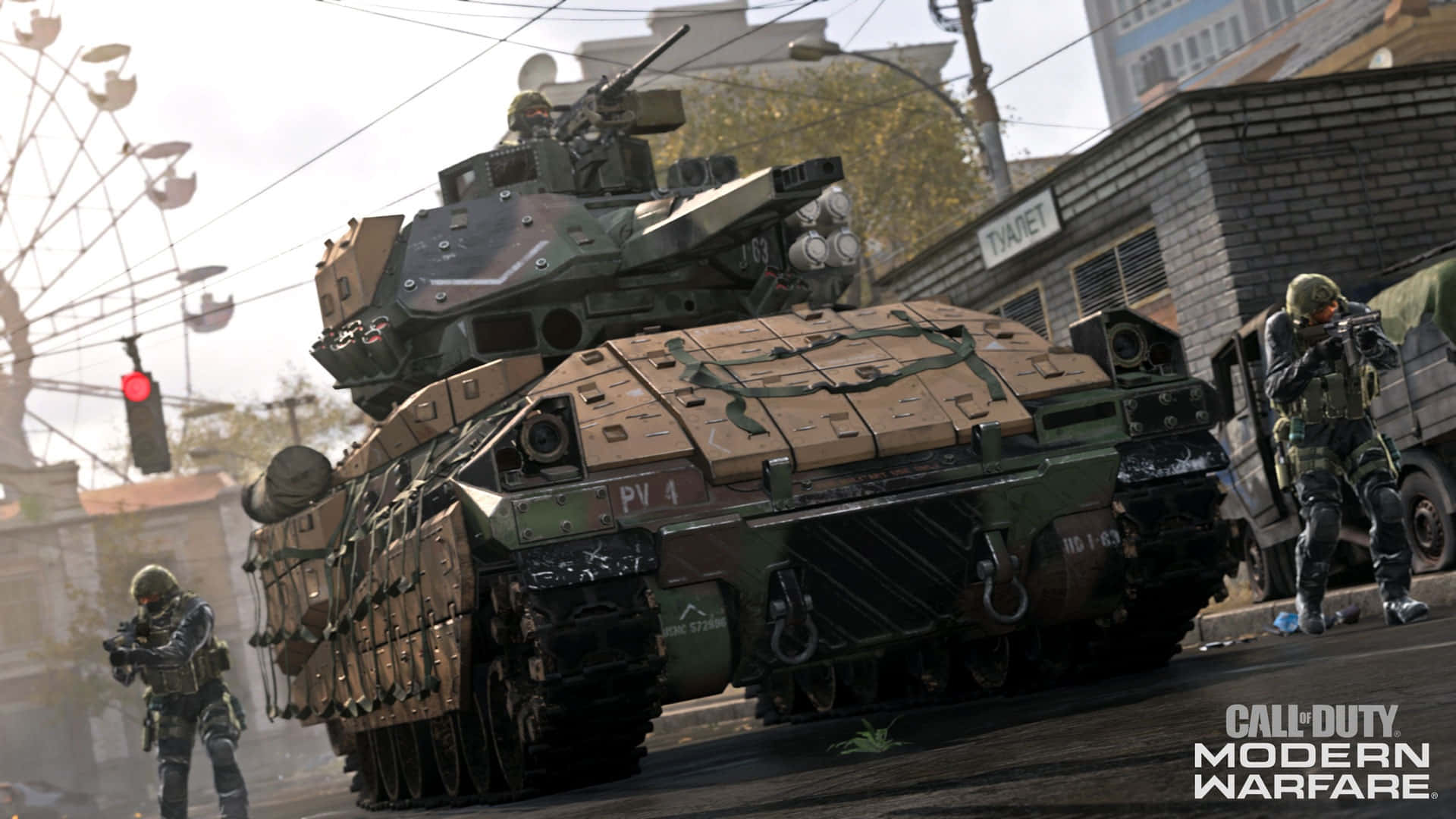 Modern Warfare 4, urban street, military tank, Full HD Desktop Wallpaper