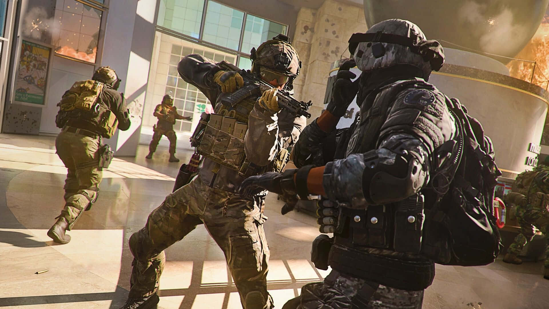 Call Of Duty Modern Warfare HD, tactical gear, sunlit modern building, Full HD Desktop Wallpaper