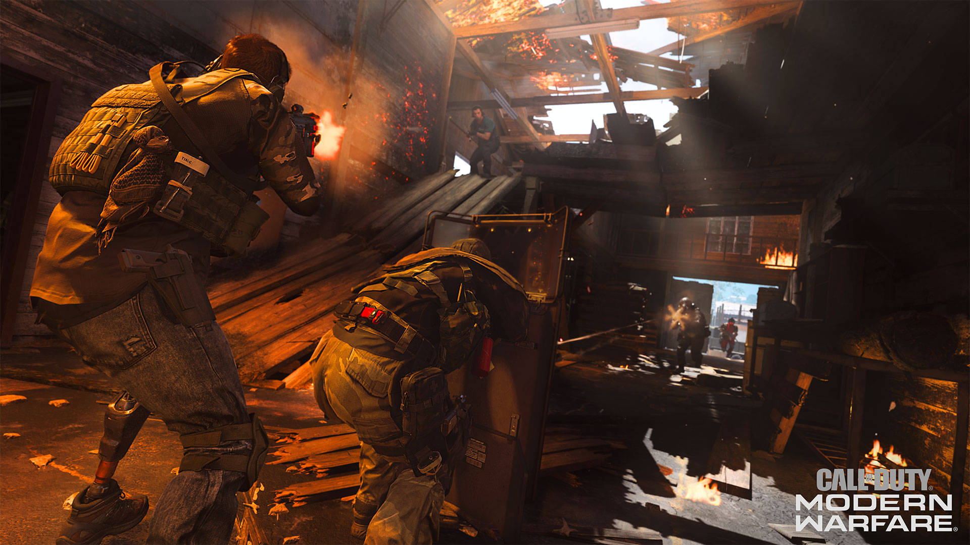 Call Of Duty MW 2019, tactical gear, burning building, Full HD Desktop Wallpaper