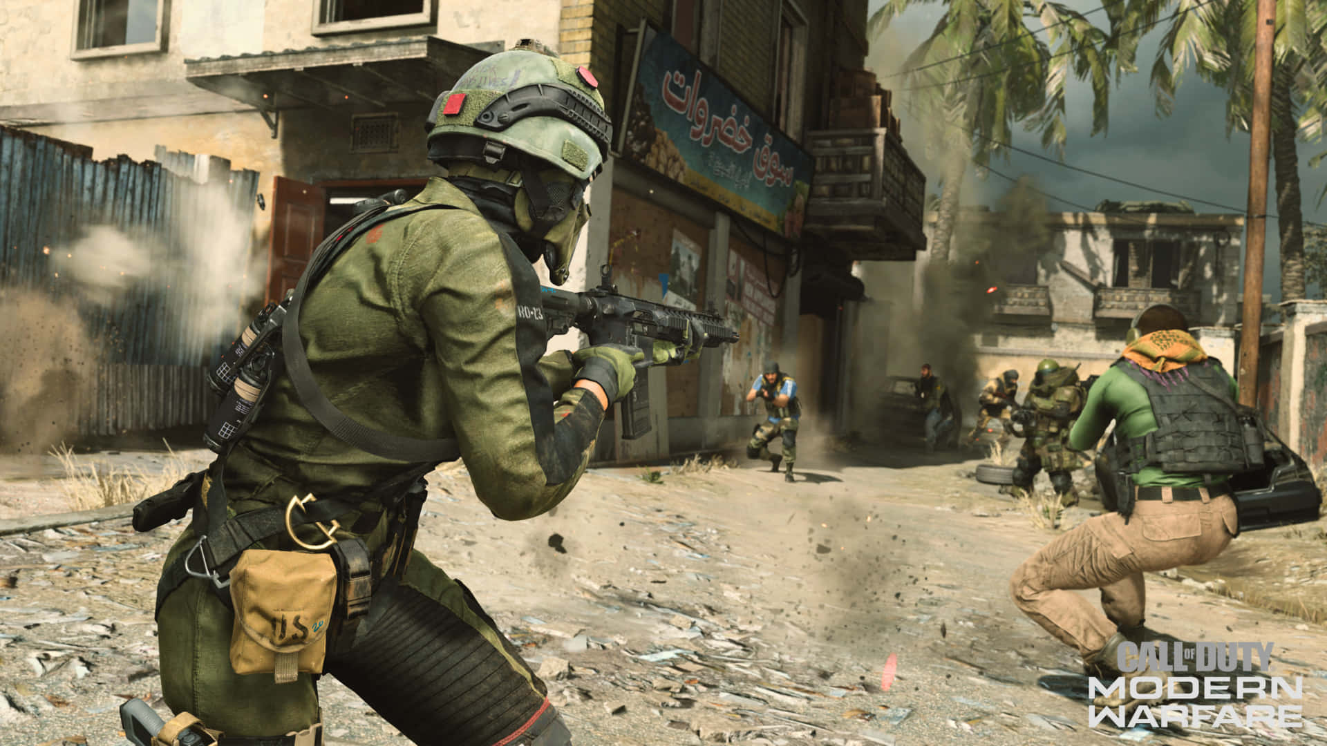 Call of Duty PS4, tactical gear, war-torn urban street, Full HD Desktop Wallpaper