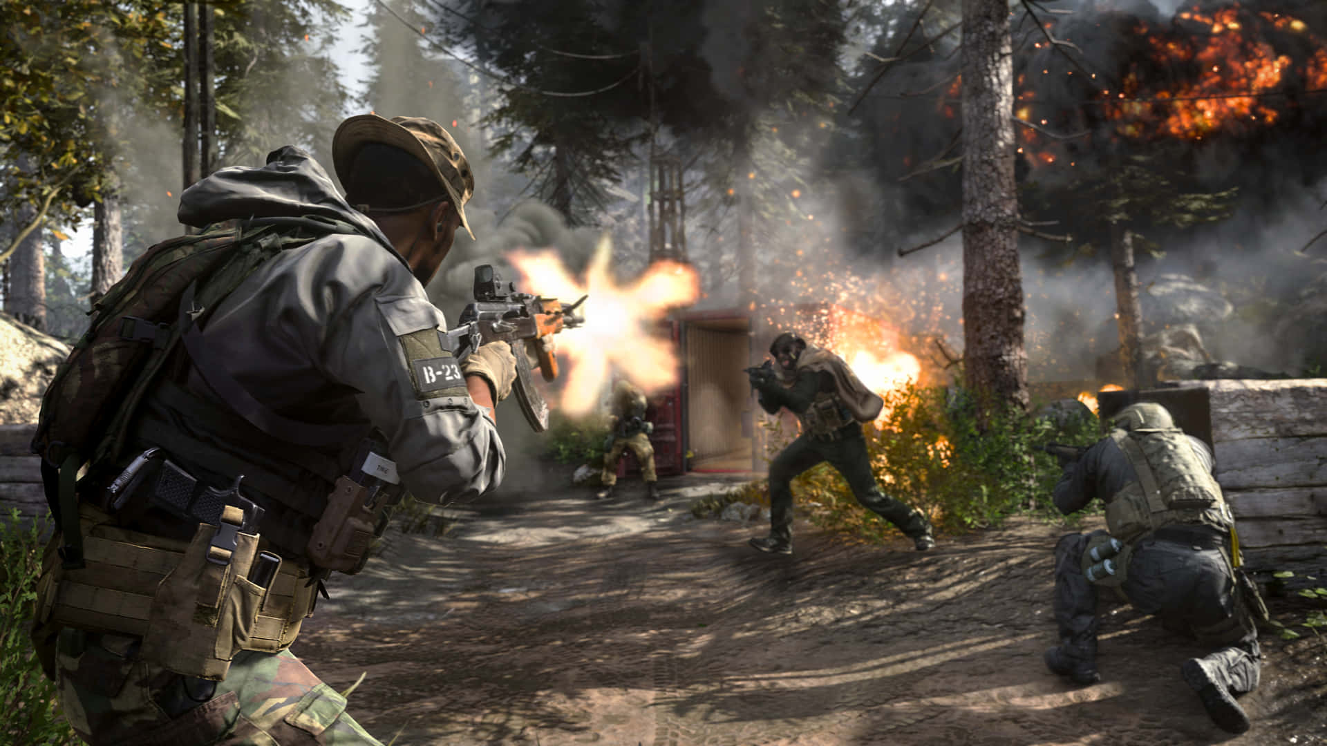 Call Of Duty PS4, soldiers, forest, Full HD Desktop Wallpaper