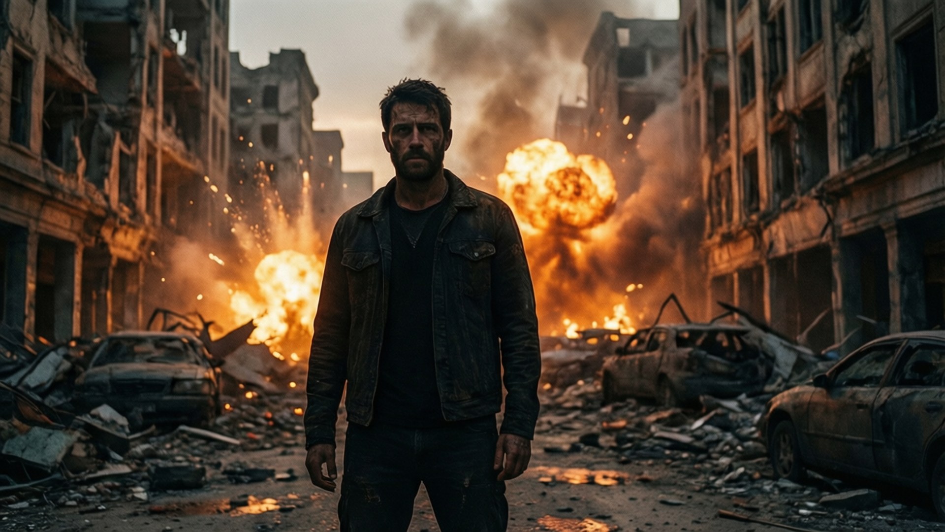 Salen Kotch, destroyed city, explosions, Full HD Desktop Wallpaper