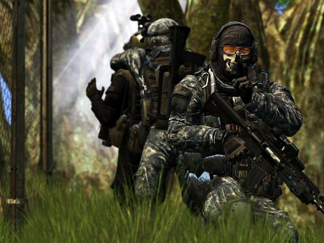 Call Of Duty Soldiers, camouflage gear, tall grass, HD Desktop Wallpaper