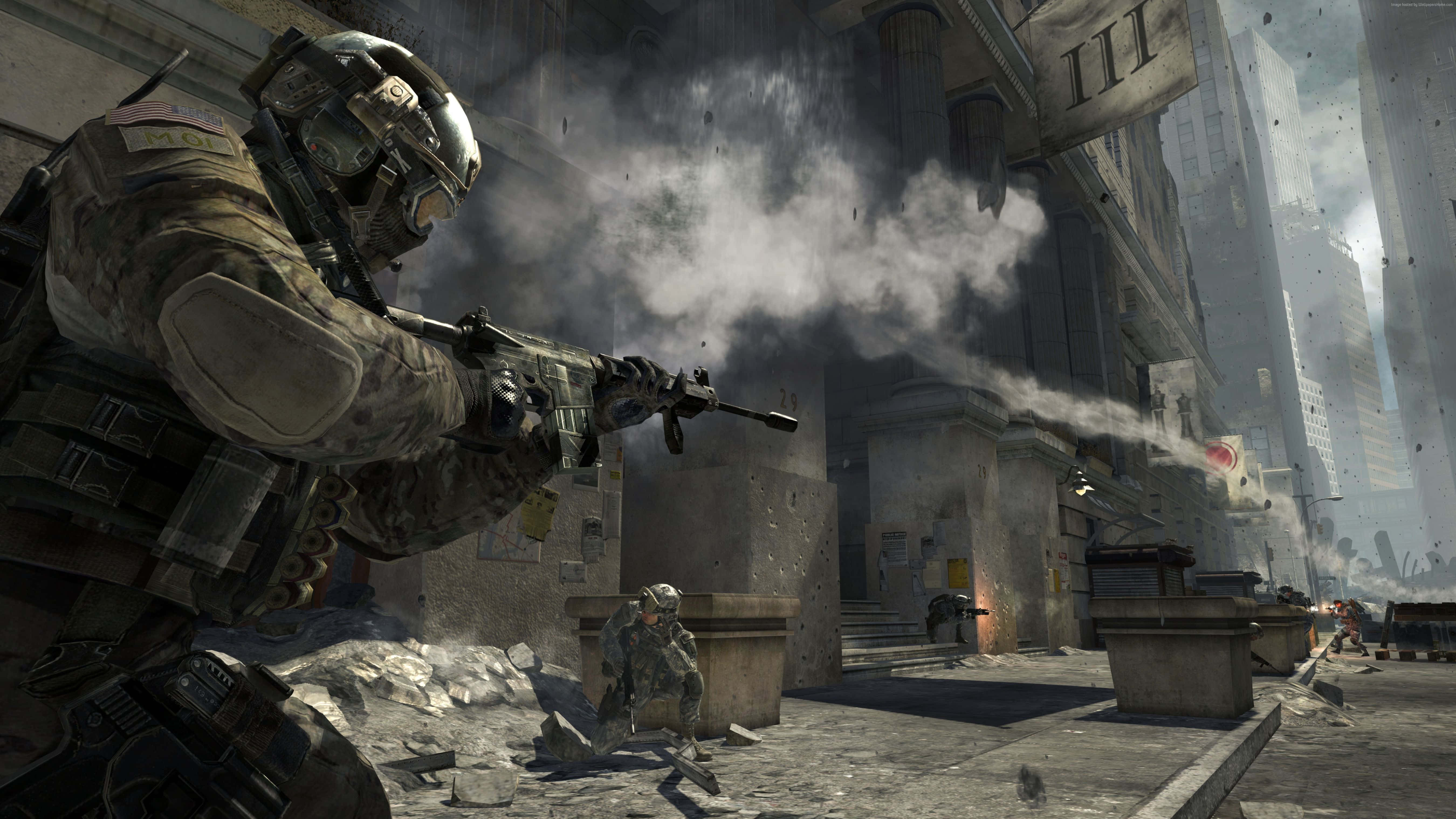 Call of Duty Soldiers, tactical gear, rifle, 5K Desktop Wallpaper