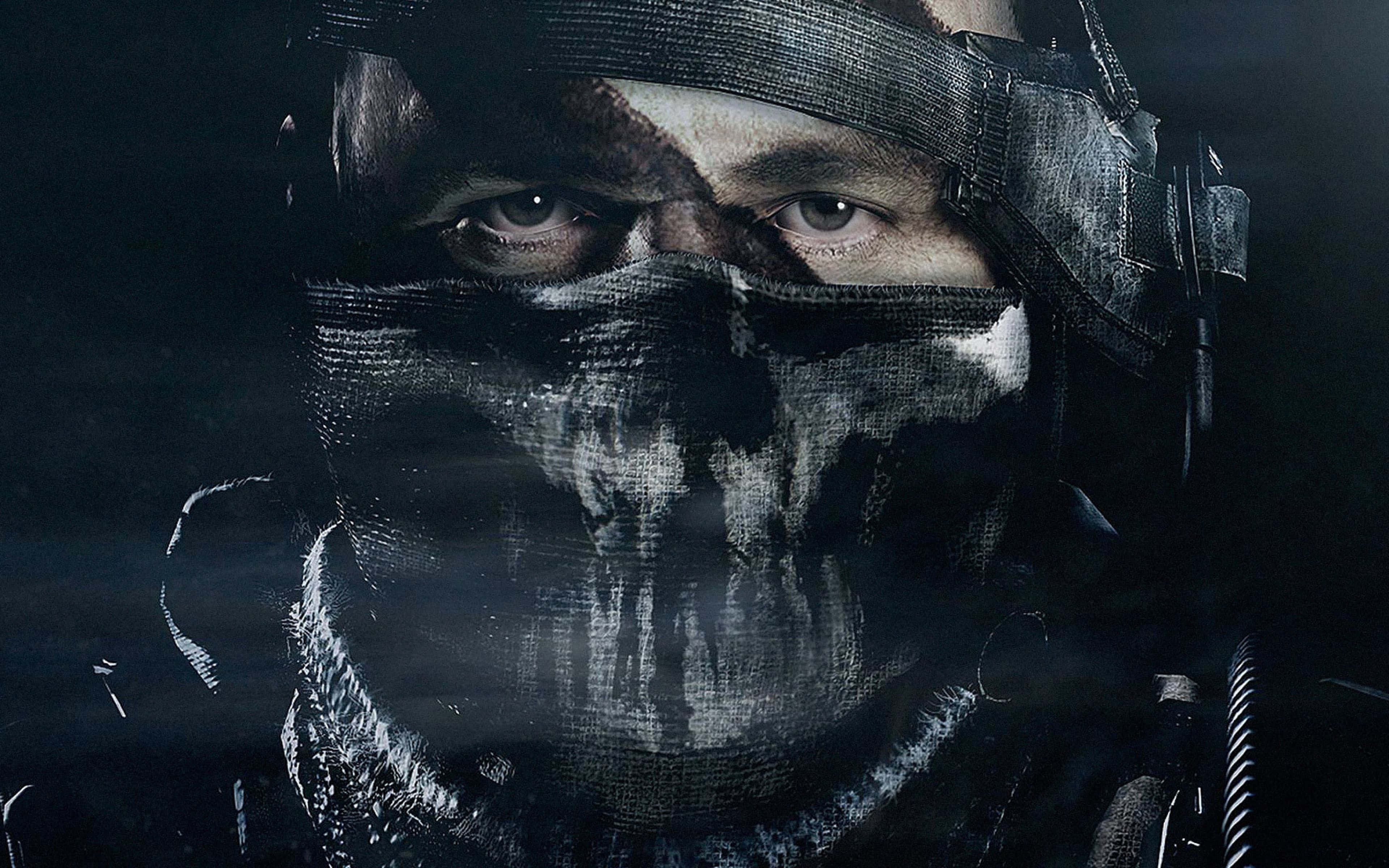 Call Of Duty Soldiers, skull-patterned mask, dim lighting, 4K Desktop Wallpaper