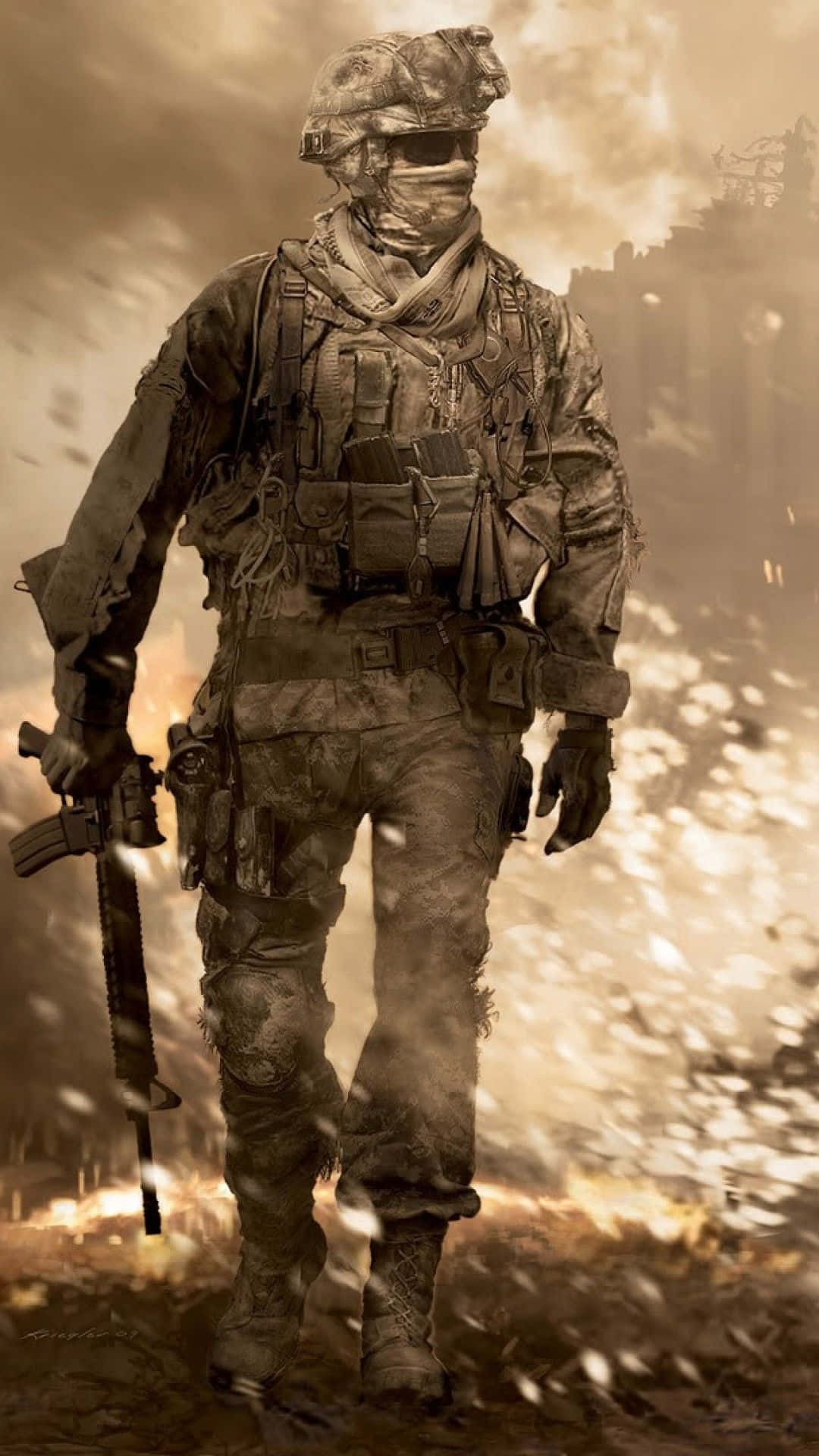 Call Of Duty Soldiers, combat gear, smoky battlefield, Full HD Phone Wallpaper