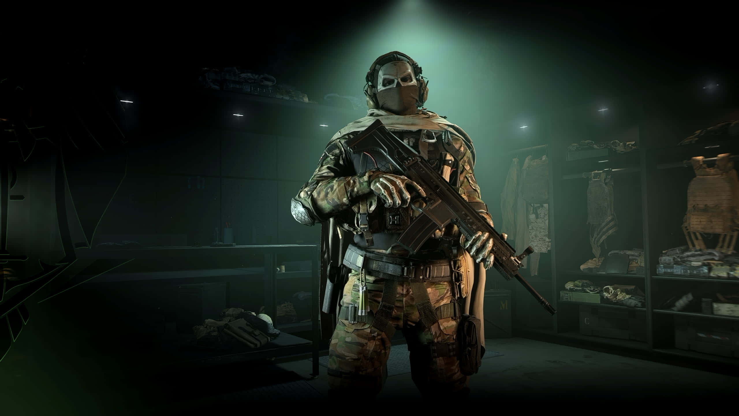 Call Of Duty Soldiers, tactical gear, spotlight, 2K Desktop Wallpaper