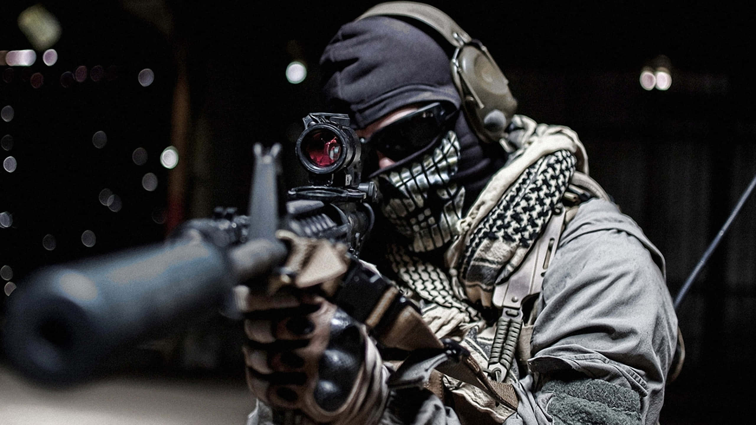 Call of Duty Soldiers, tactical gear, rifle, 2K Desktop Wallpaper