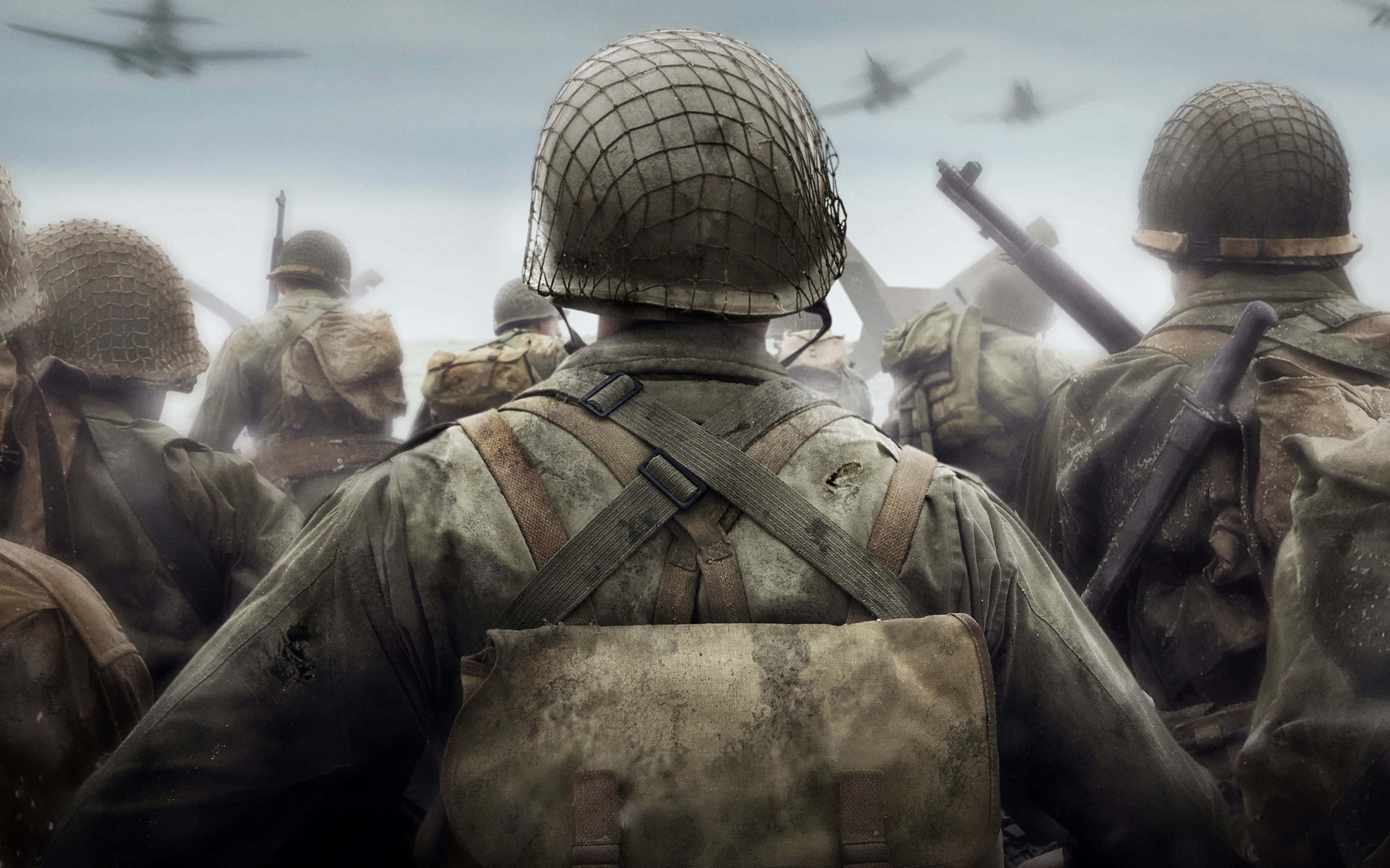 Call of Duty Soldiers, muddy helmets, gear, 2K Desktop Wallpaper