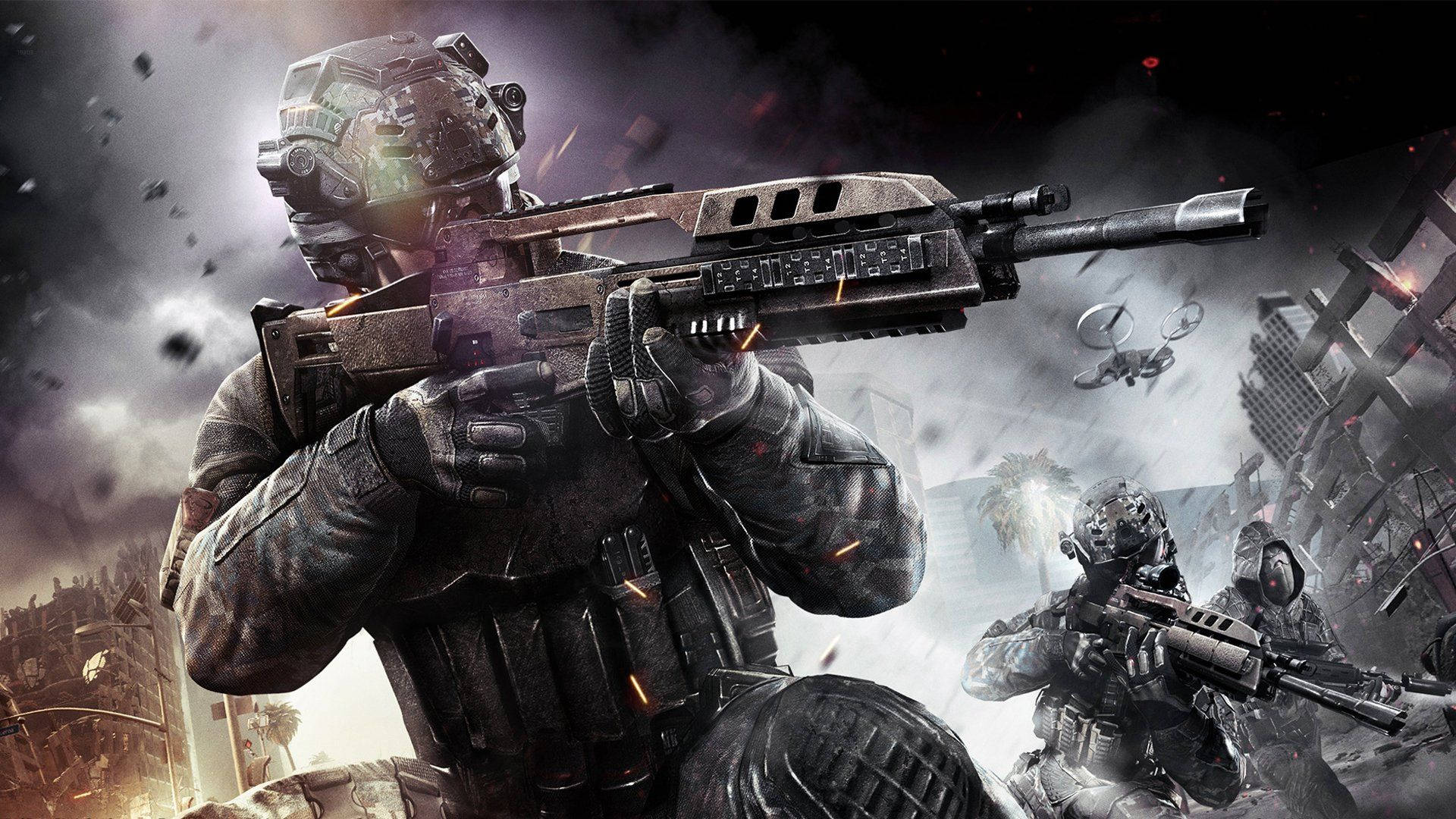 Call Of Duty Soldiers, tactical gear, crumbling urban battlefield, Full HD Desktop Wallpaper