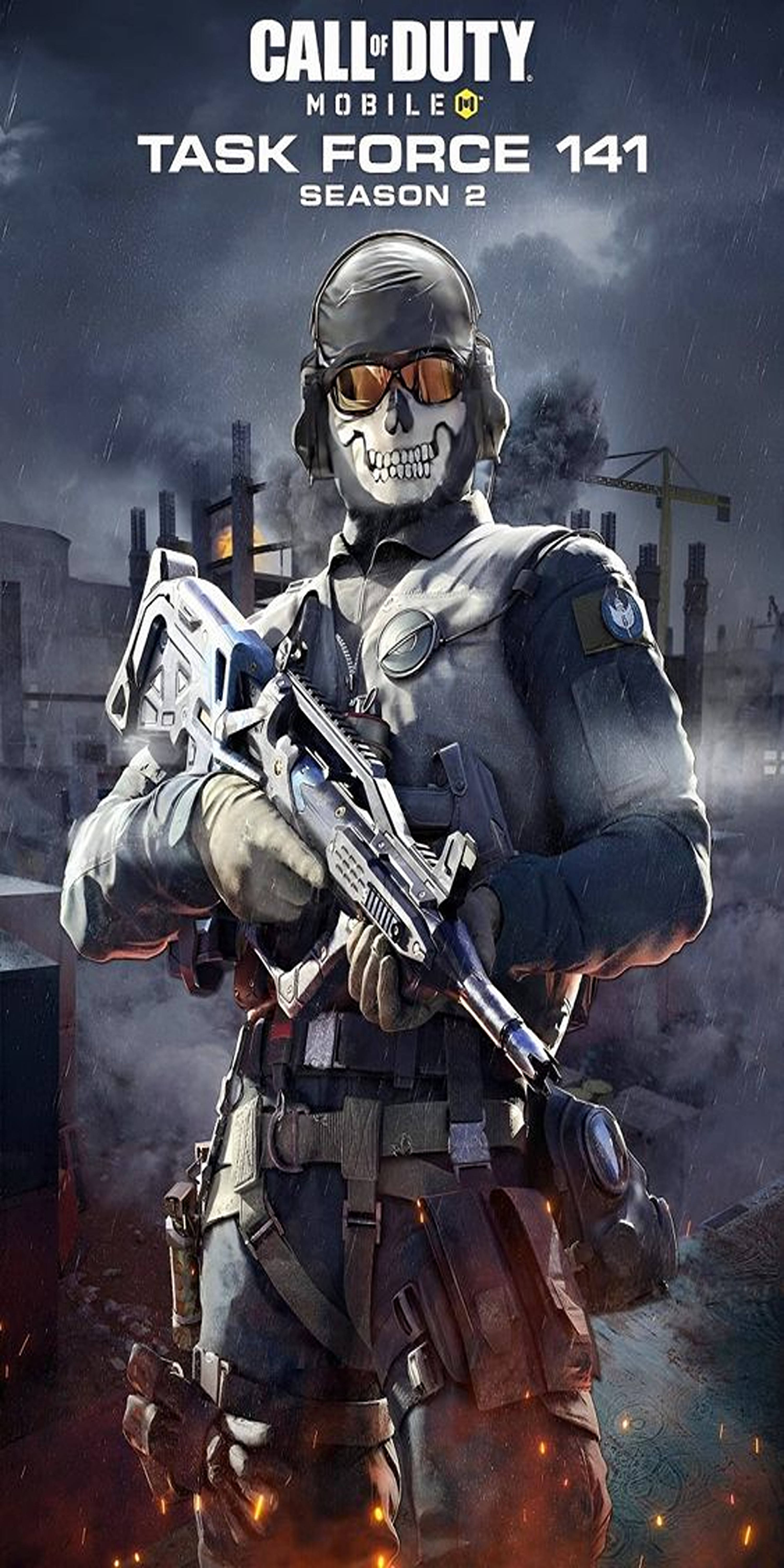 Call of Duty, skull mask, glowing orange goggles, 5K Phone Wallpaper