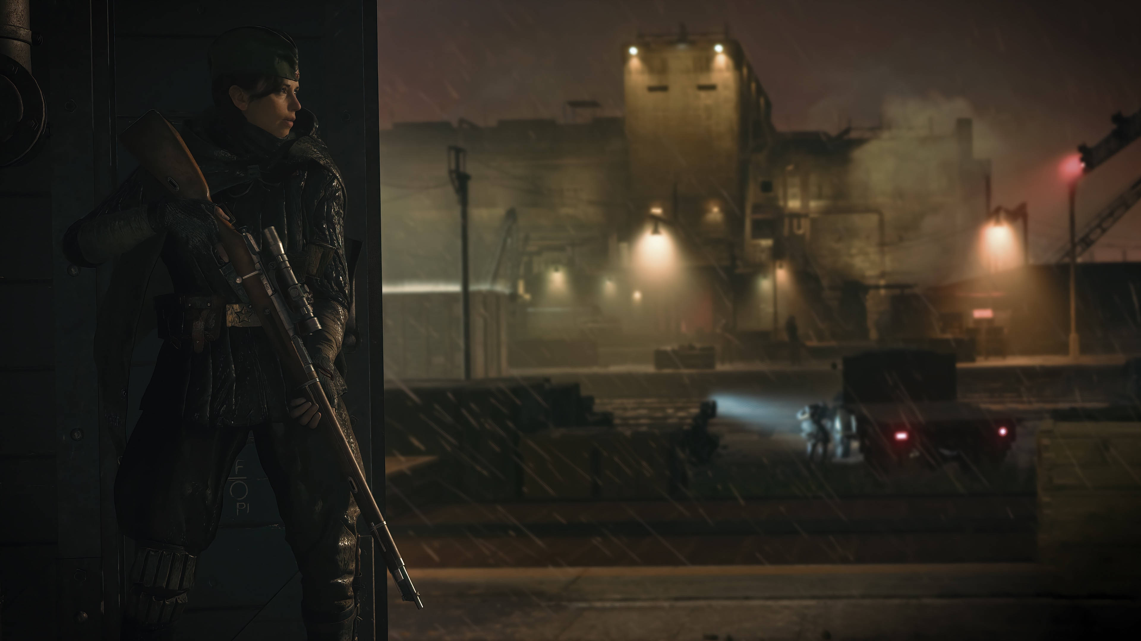 Call Of Duty Vanguard, night, rain-slicked urban ruins, 4K Desktop Wallpaper