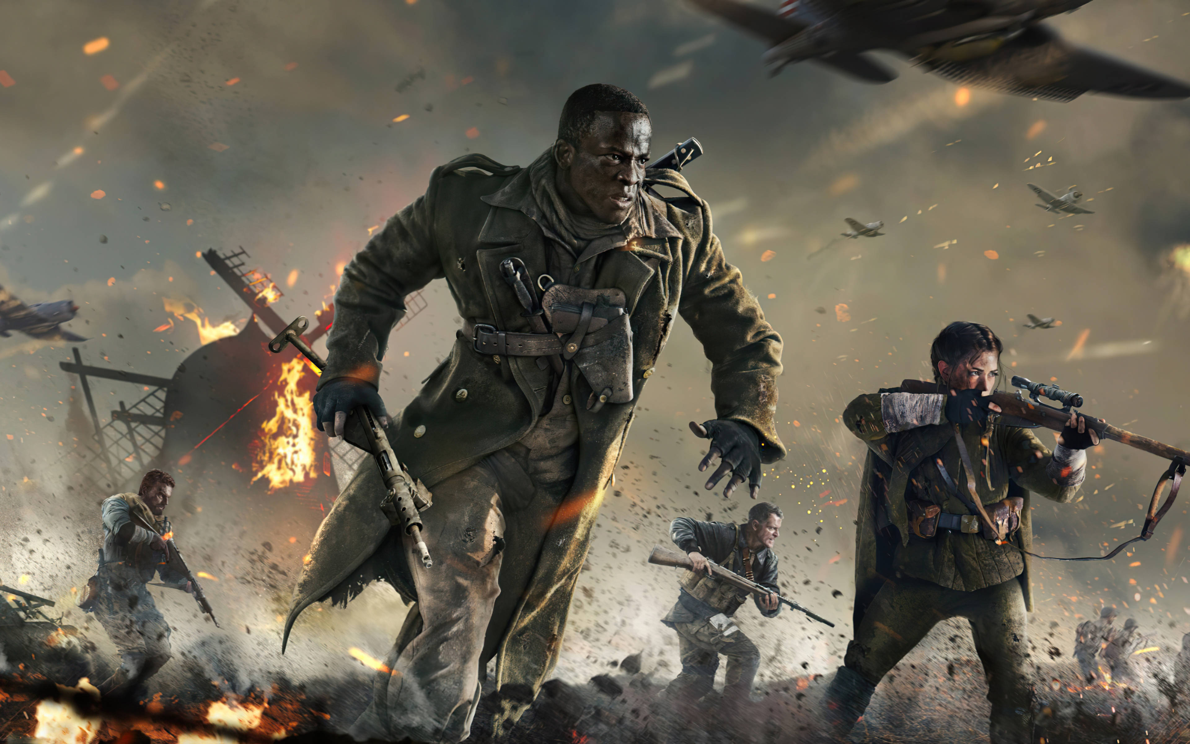 Call Of Duty Vanguard, soldiers, fiery battlefield, 4K Desktop Wallpaper