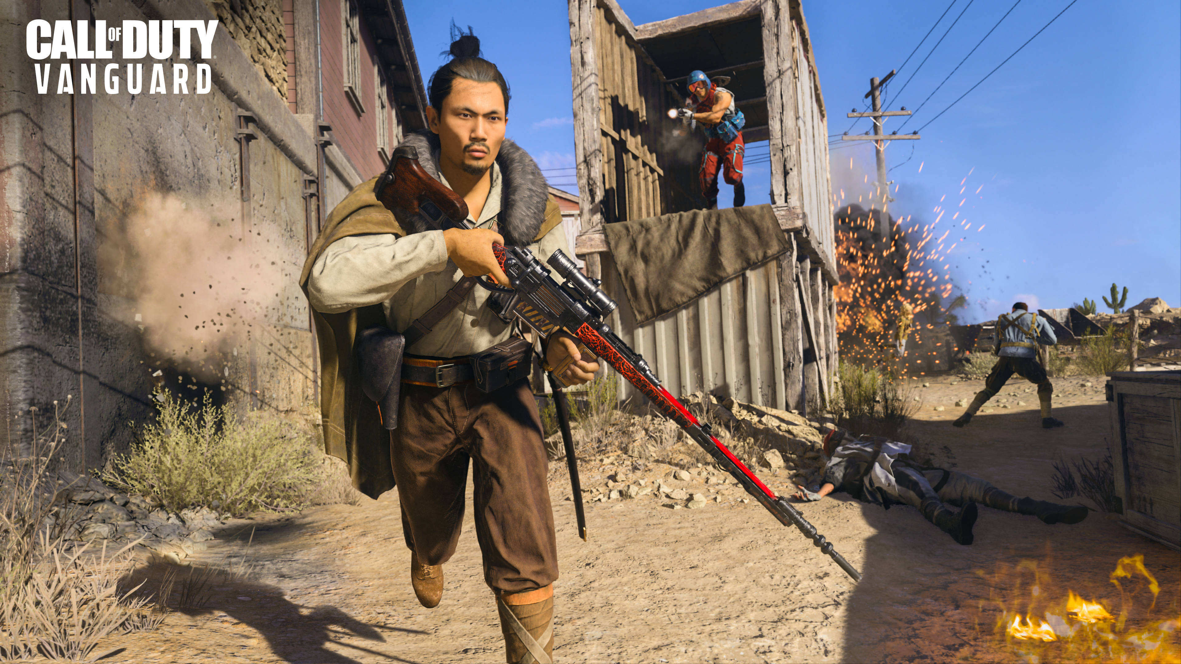 Call Of Duty Vanguard, desert town, rifle, 4K Desktop Wallpaper