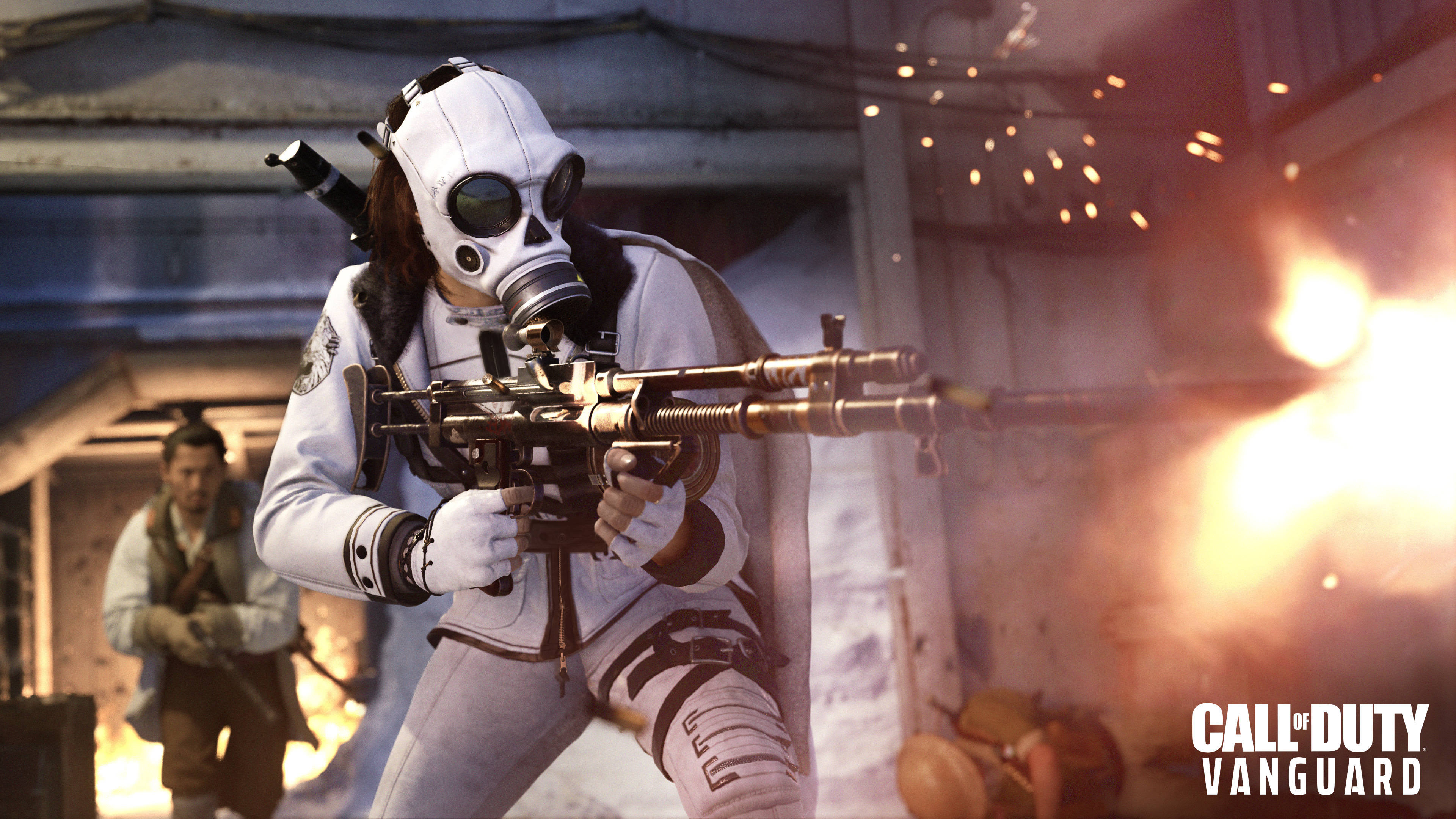 Call Of Duty Vanguard, white gas mask, tactical gear, 4K Desktop Wallpaper
