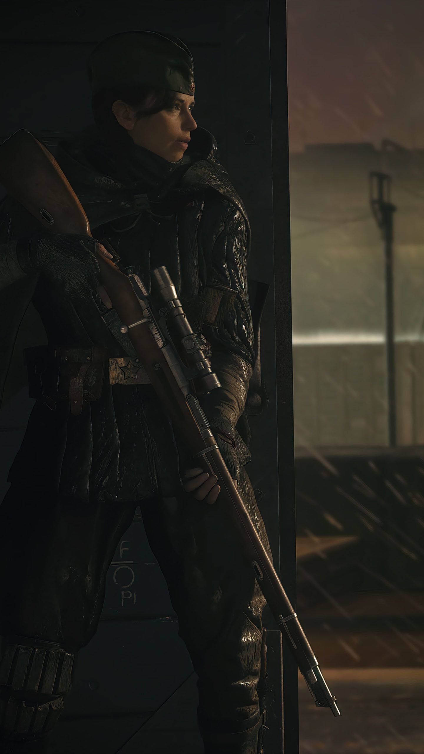 Call Of Duty Vanguard, rifle, rain-slicked urban alley, 2K Phone Wallpaper