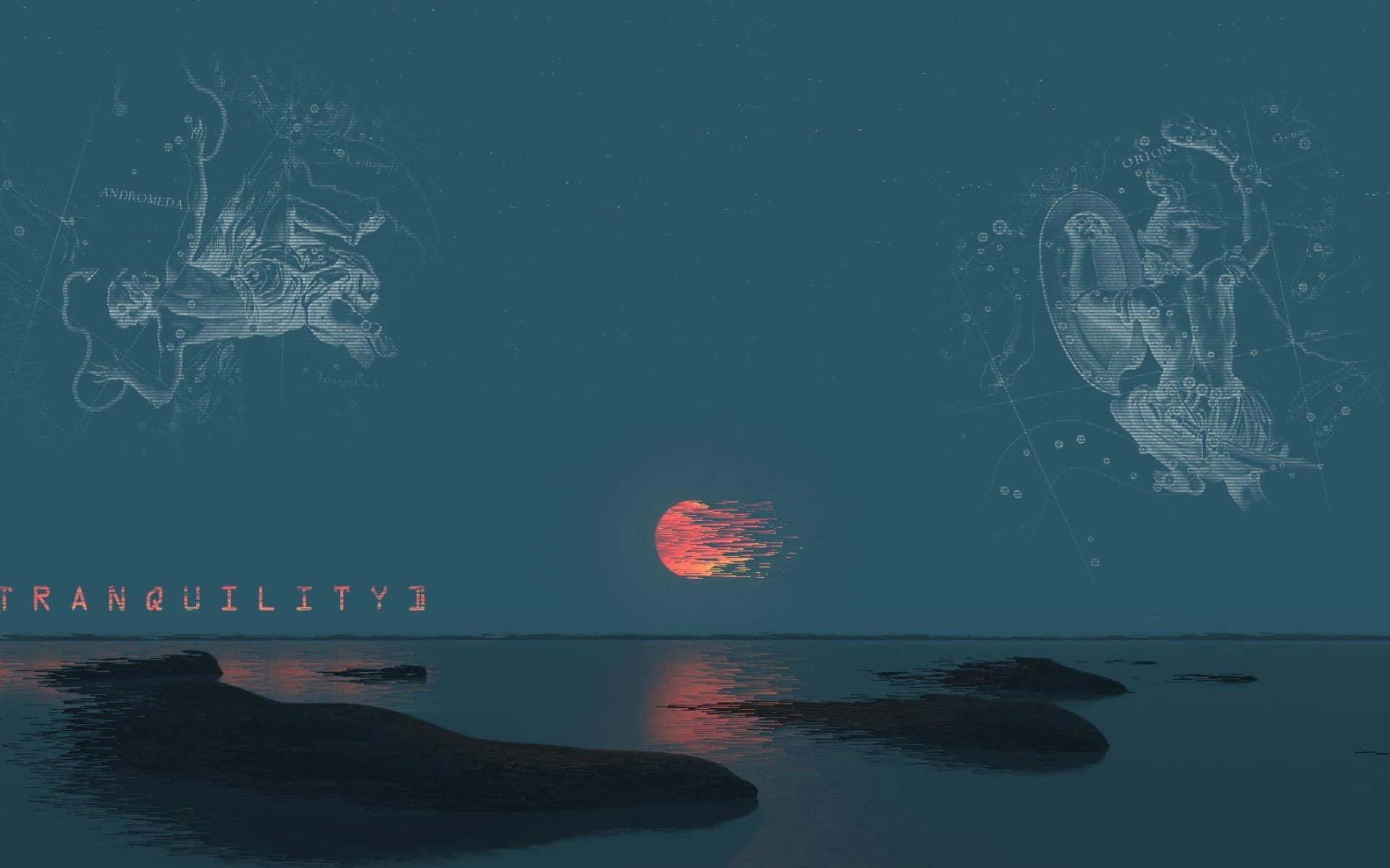 Calm Aesthetic Desktop, twilight, fiery sunset, Full HD Desktop Wallpaper