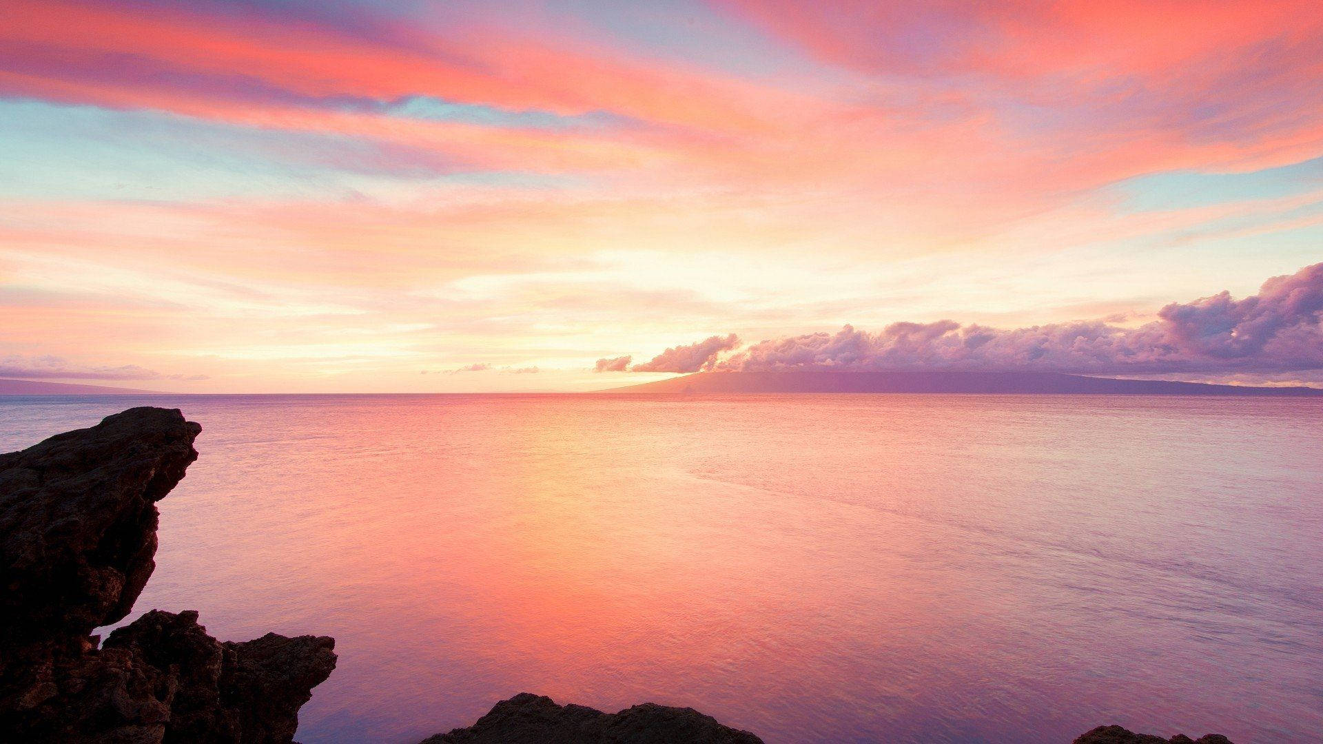 Calm Aesthetic, sunset, ocean, Full HD Desktop Wallpaper