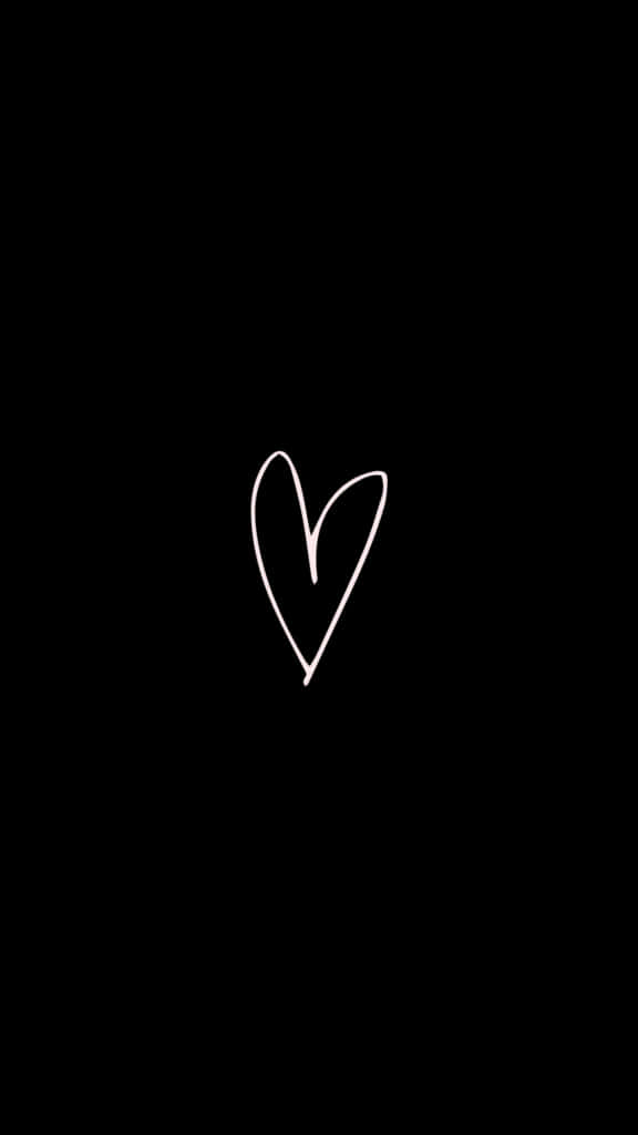 white hand-drawn heart sketch, solid black background, minimalist, SD Phone Wallpaper