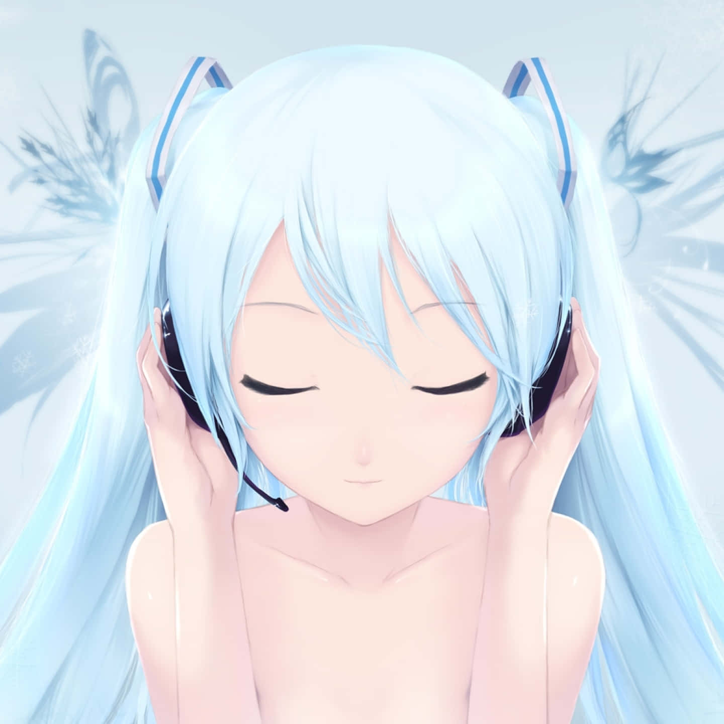 Calm Anime, blue hair, twin tails, HD Desktop Wallpaper