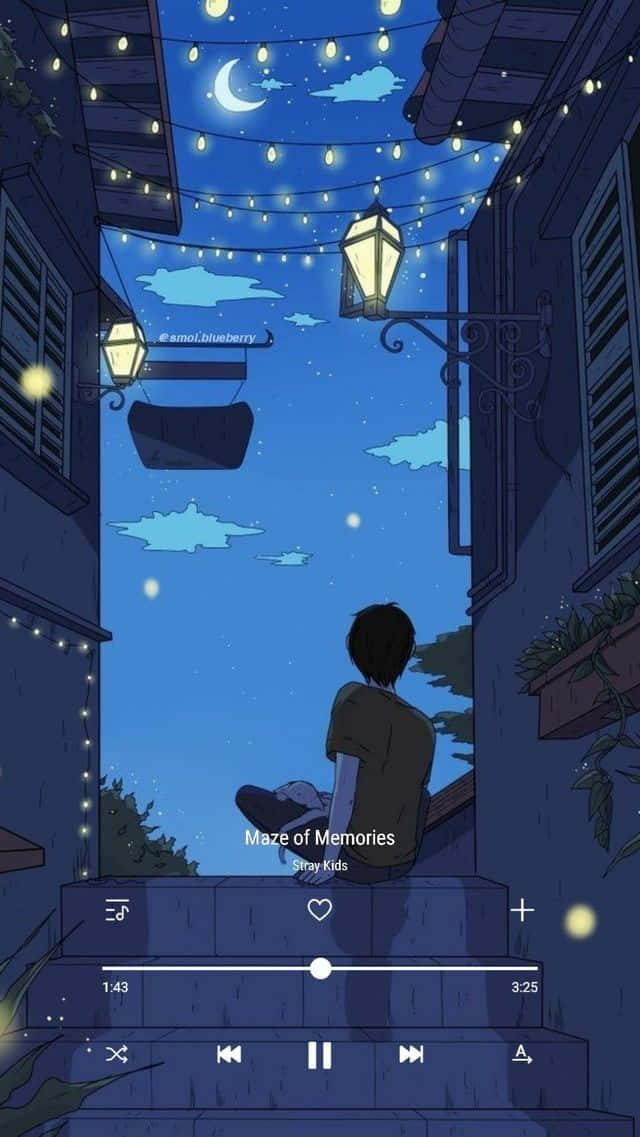 crescent moon, starry night sky, string lights, SD Phone Wallpaper