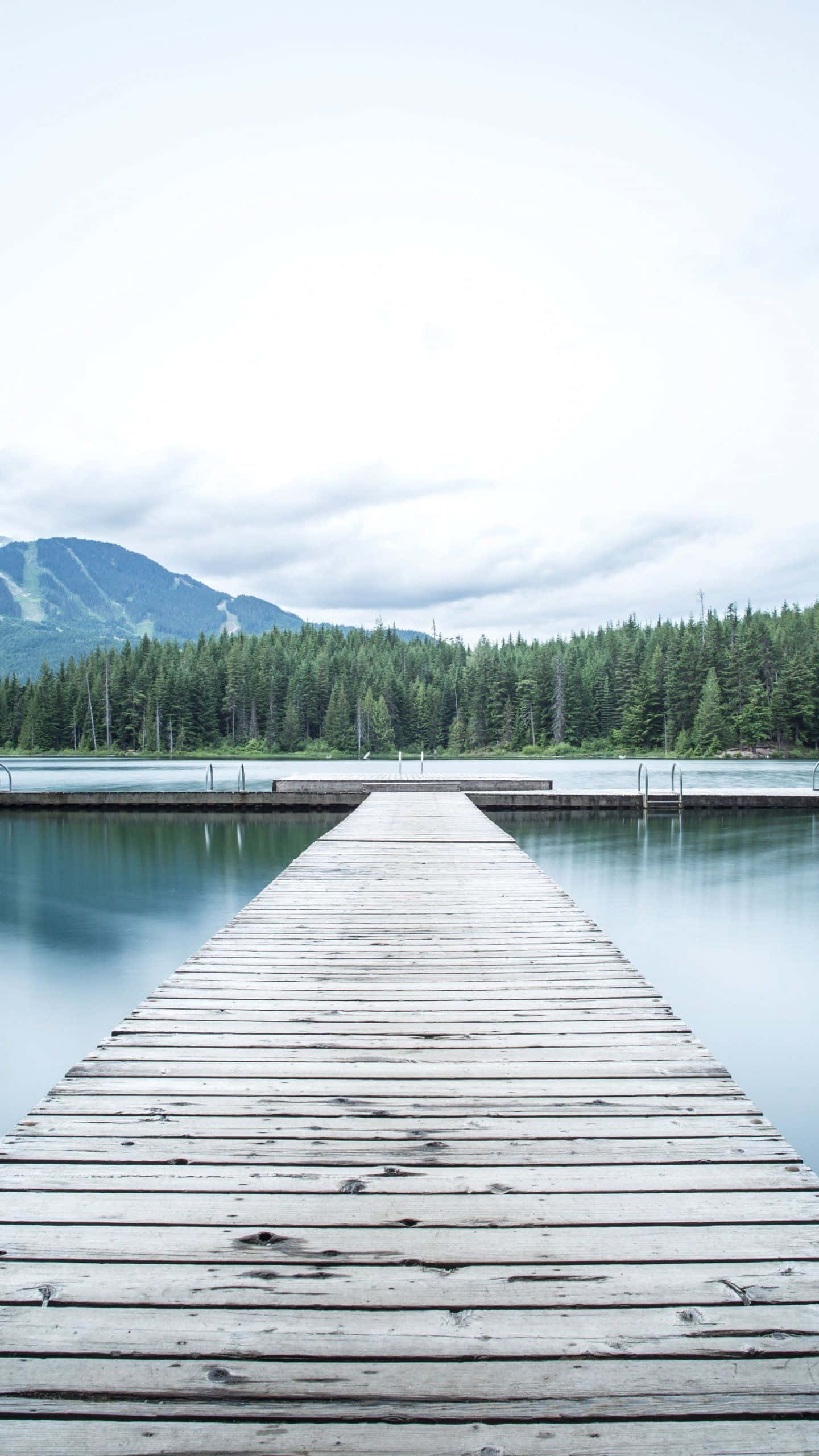 Calm Mobile, wooden dock, calm blue water, 2K Phone Wallpaper