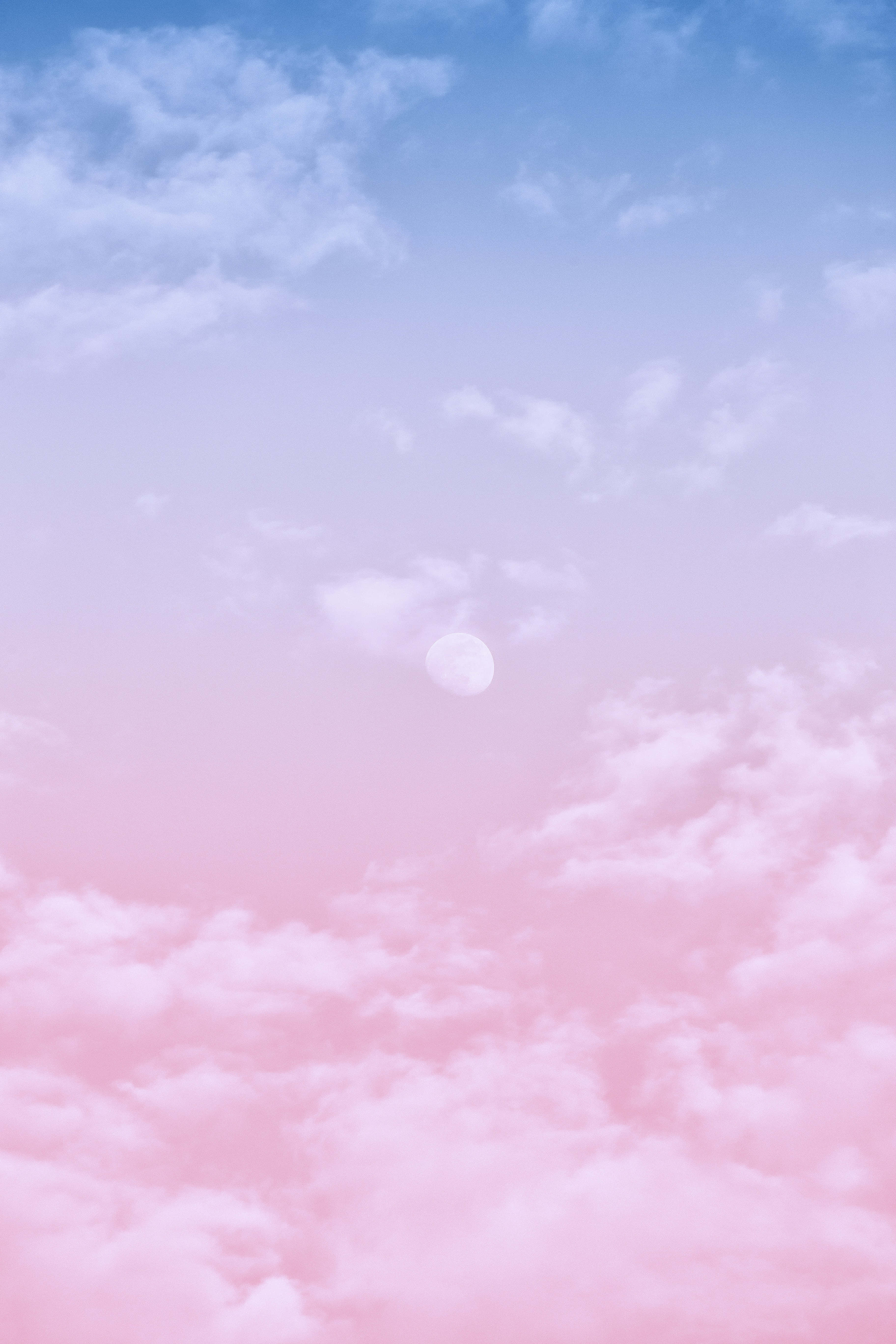 moon, sky, pink clouds, 5K Phone Wallpaper