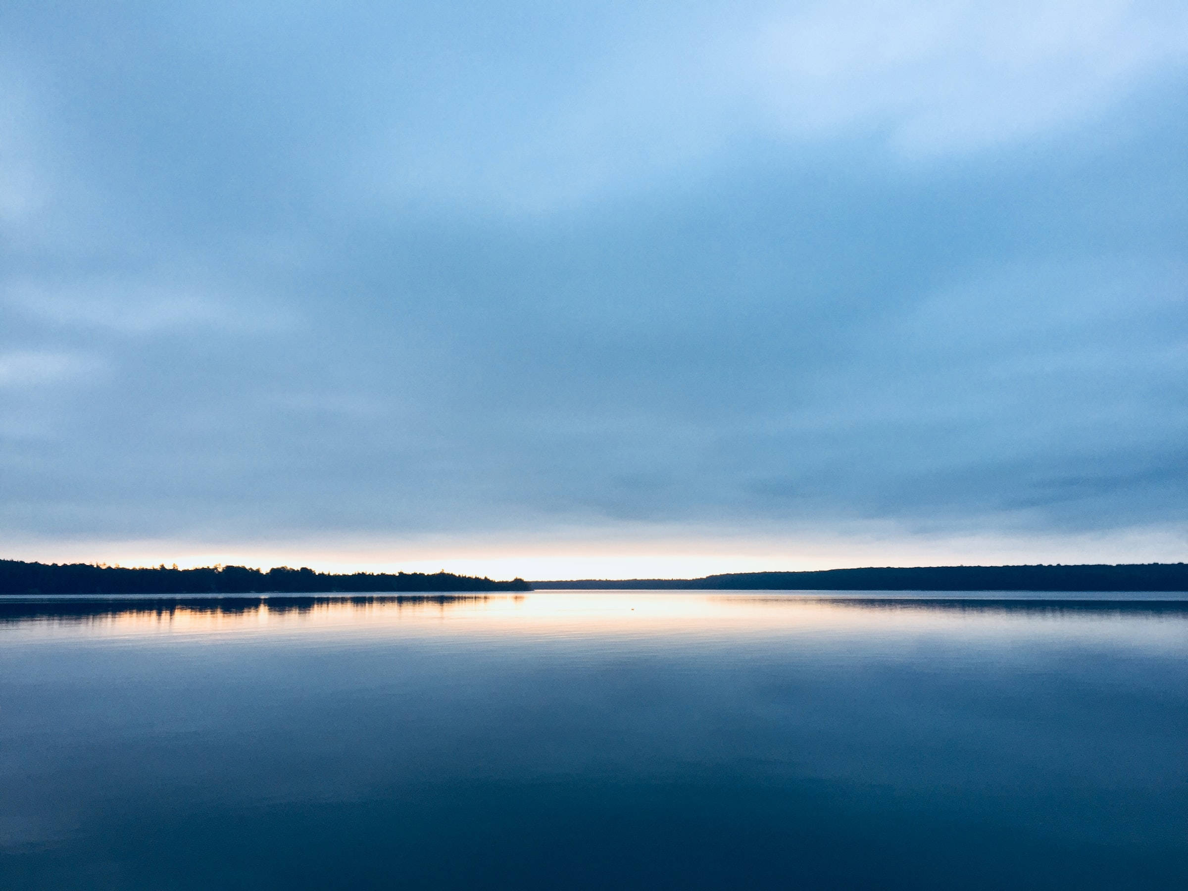 calm blue lake, dawn, calm waters, Full HD Desktop Wallpaper