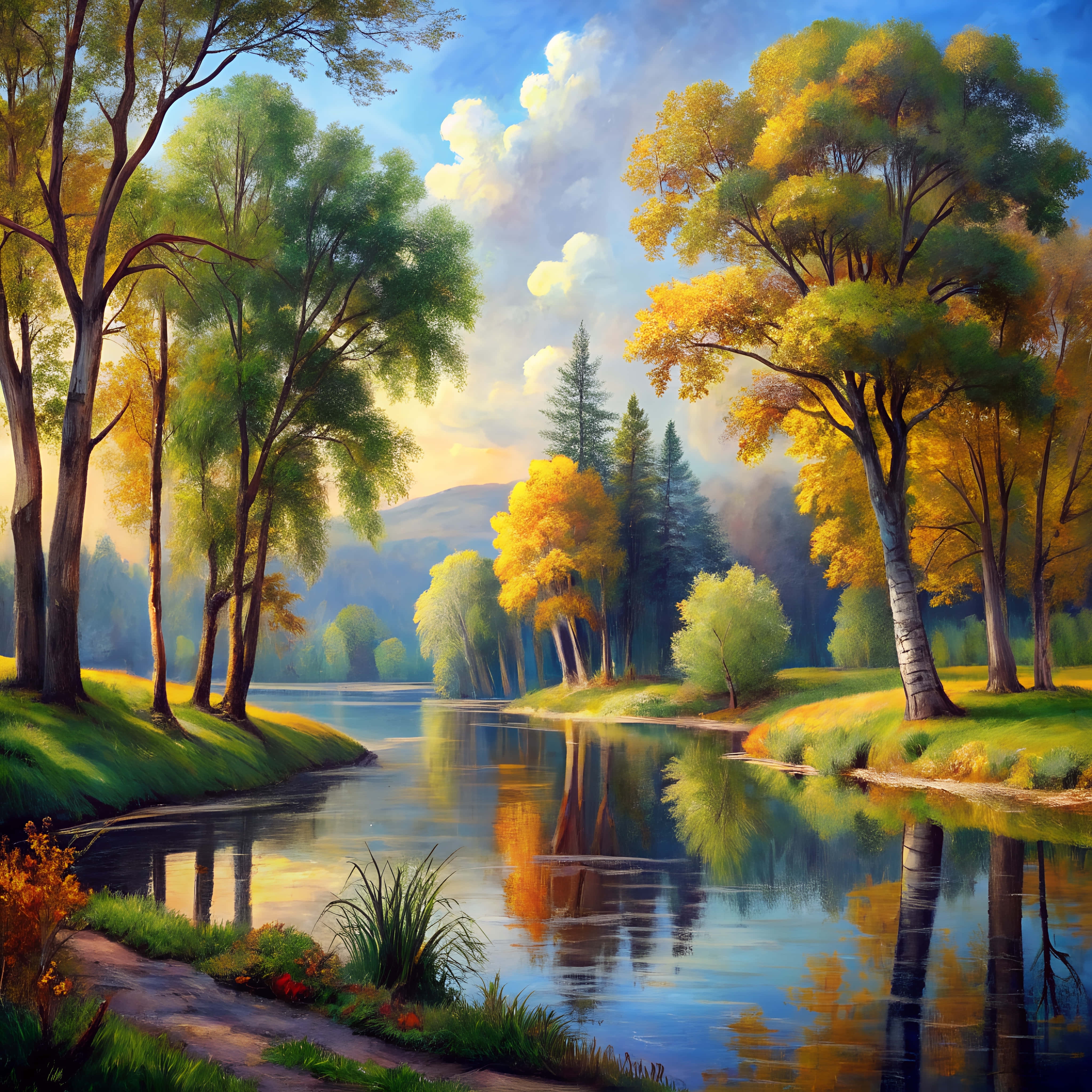 river, forest, trees, 4K Desktop Wallpaper