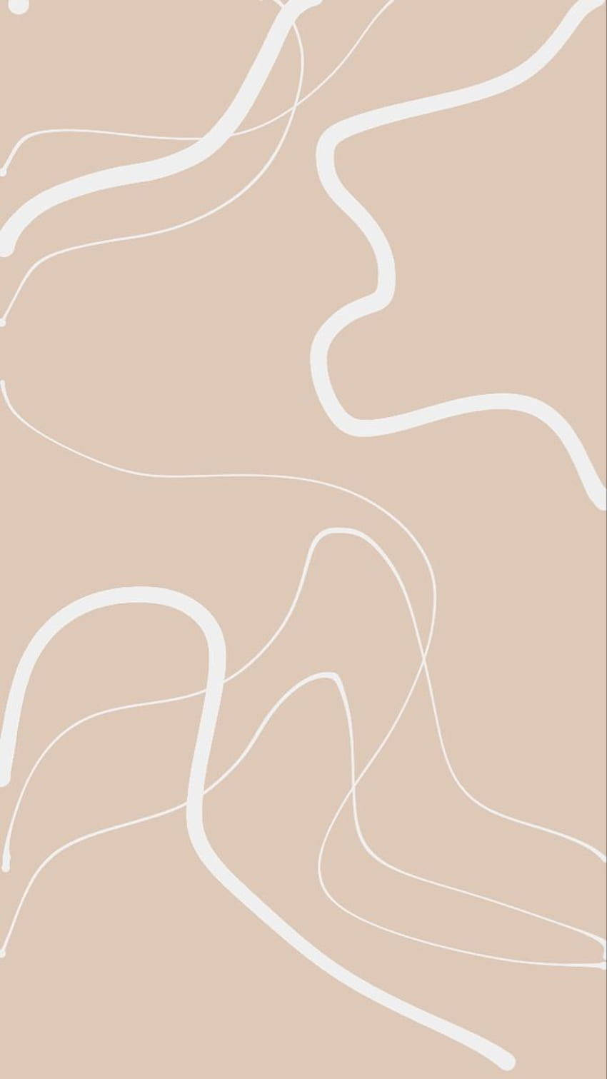 beige pastel, abstract beige background, flowing white lines, HD Phone Wallpaper