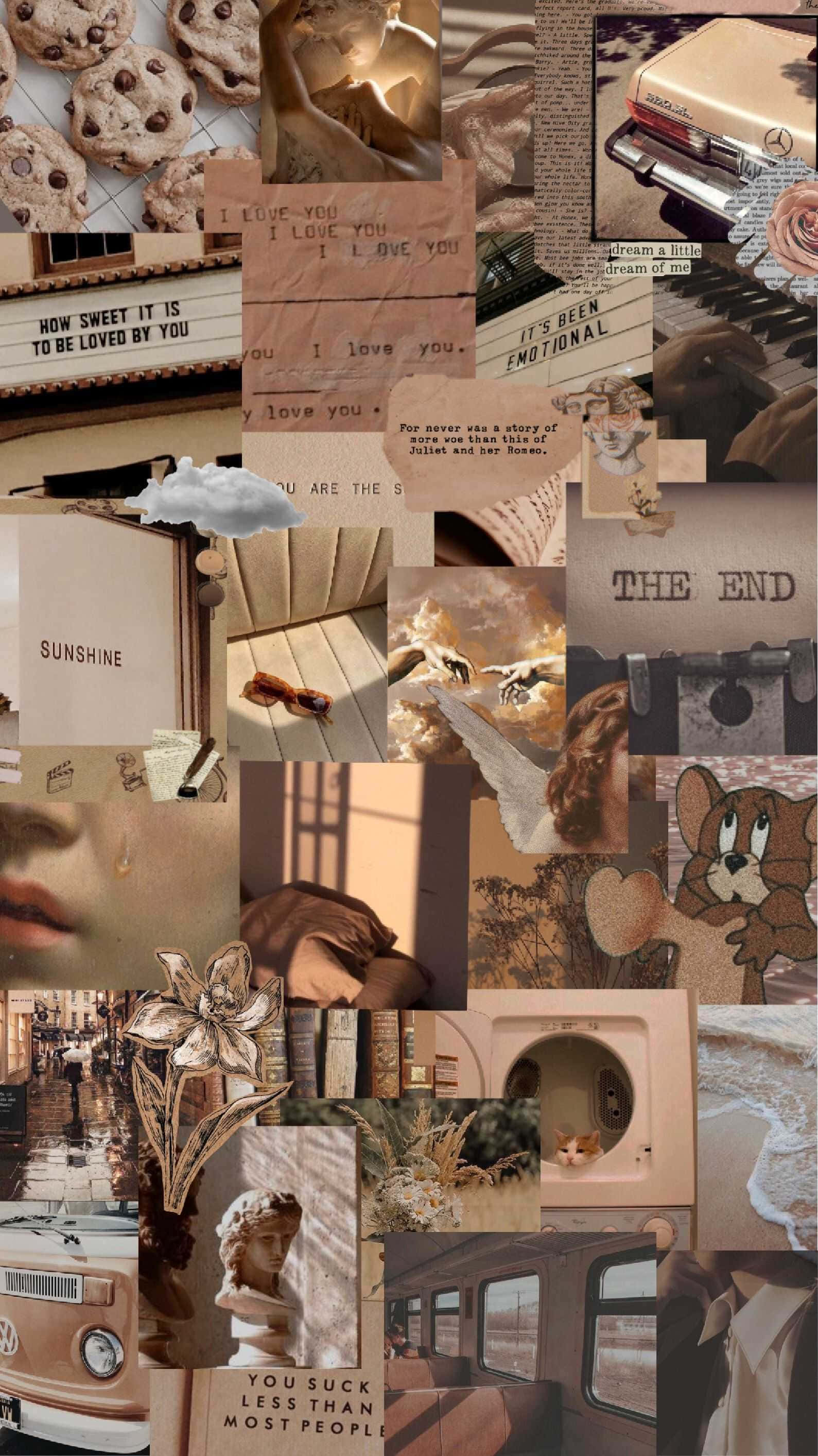 soft brown aesthetic, vintage cars, cookies, 2K Phone Wallpaper