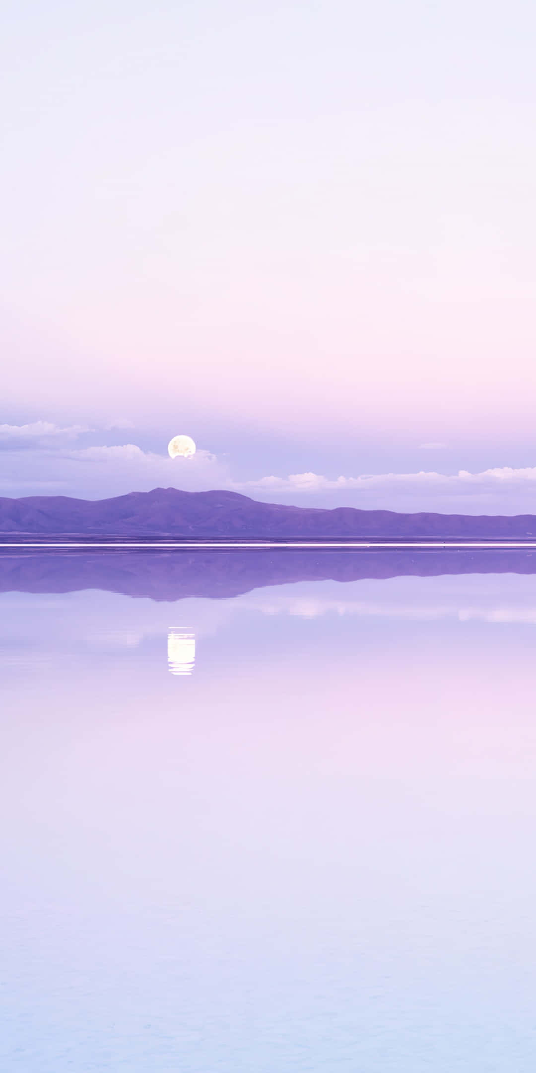 full moon, calm purple waters, distant mountains, Full HD Phone Wallpaper