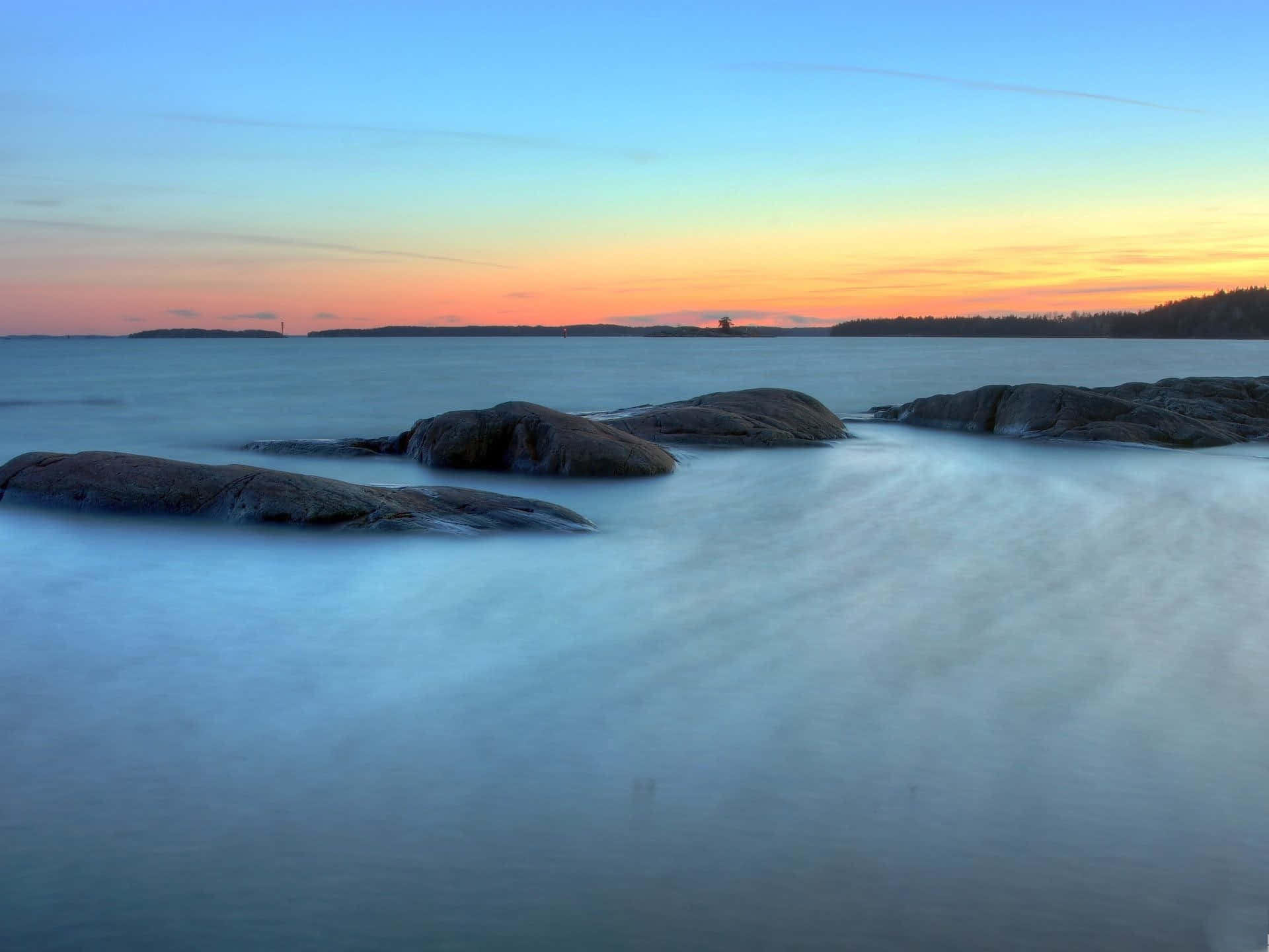 Serene Scenery of Tranquil Waters, sunset, calm waters, Full HD Desktop Wallpaper