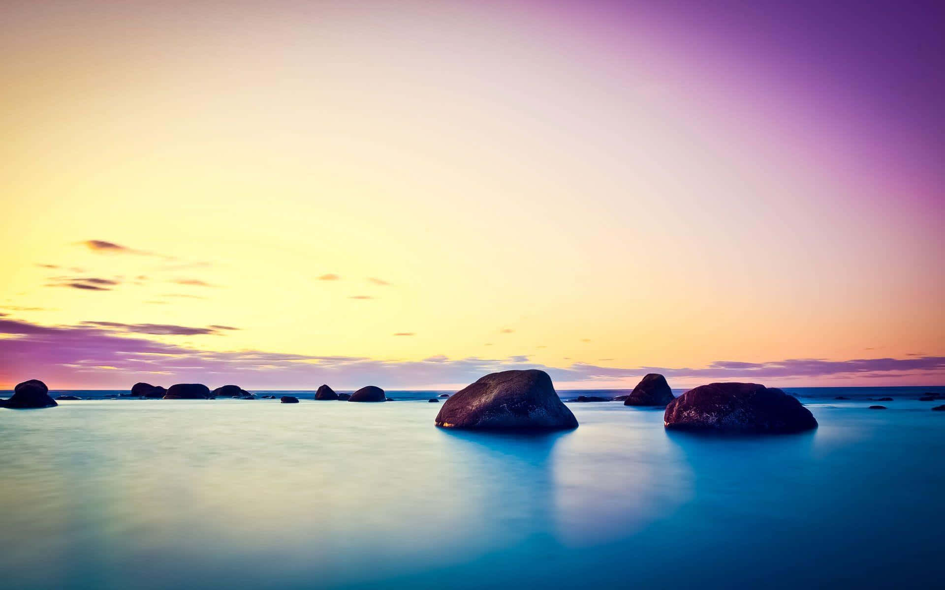 Calming Desktop, yellow purple sky, serene sunset, Full HD Desktop Wallpaper
