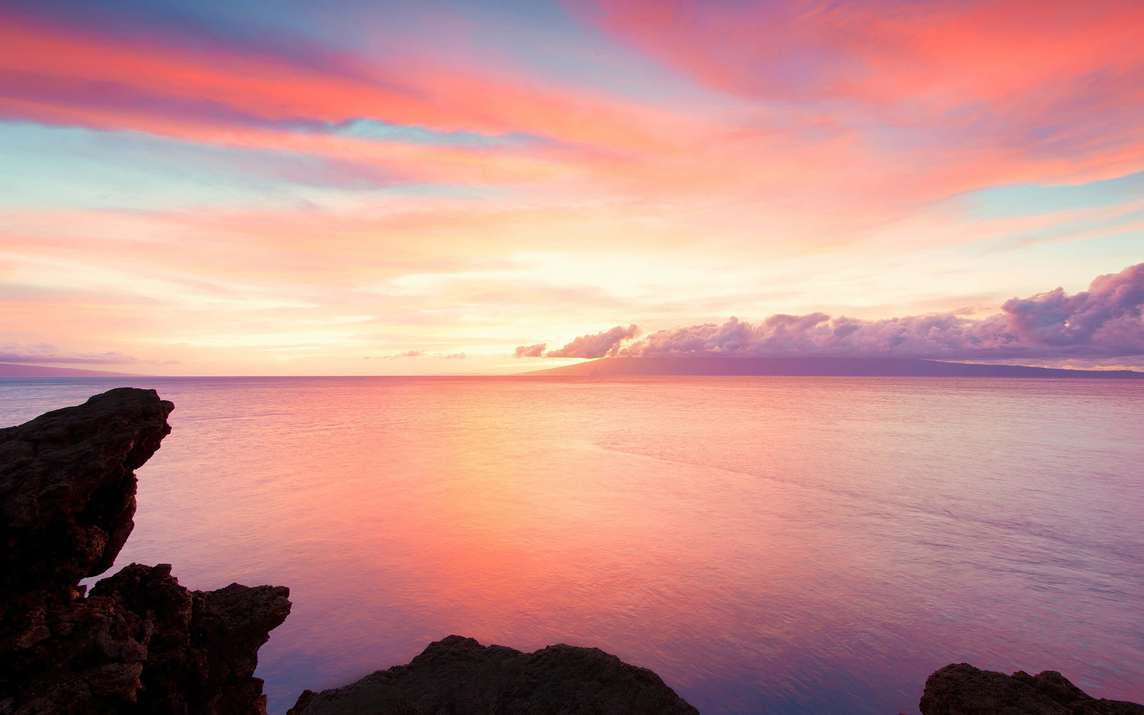 Calming Desktop, Sunset, calm ocean waters, 4K Desktop Wallpaper