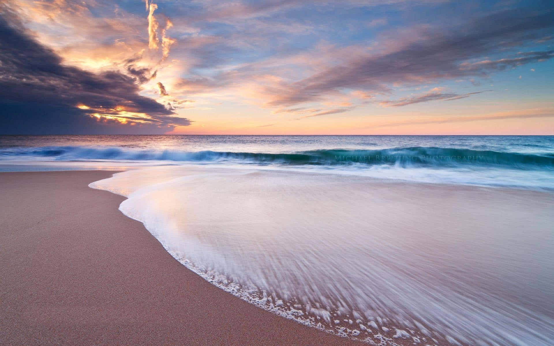 Calming Desktop, Beach Pink Sand, sunset, Full HD Desktop Wallpaper
