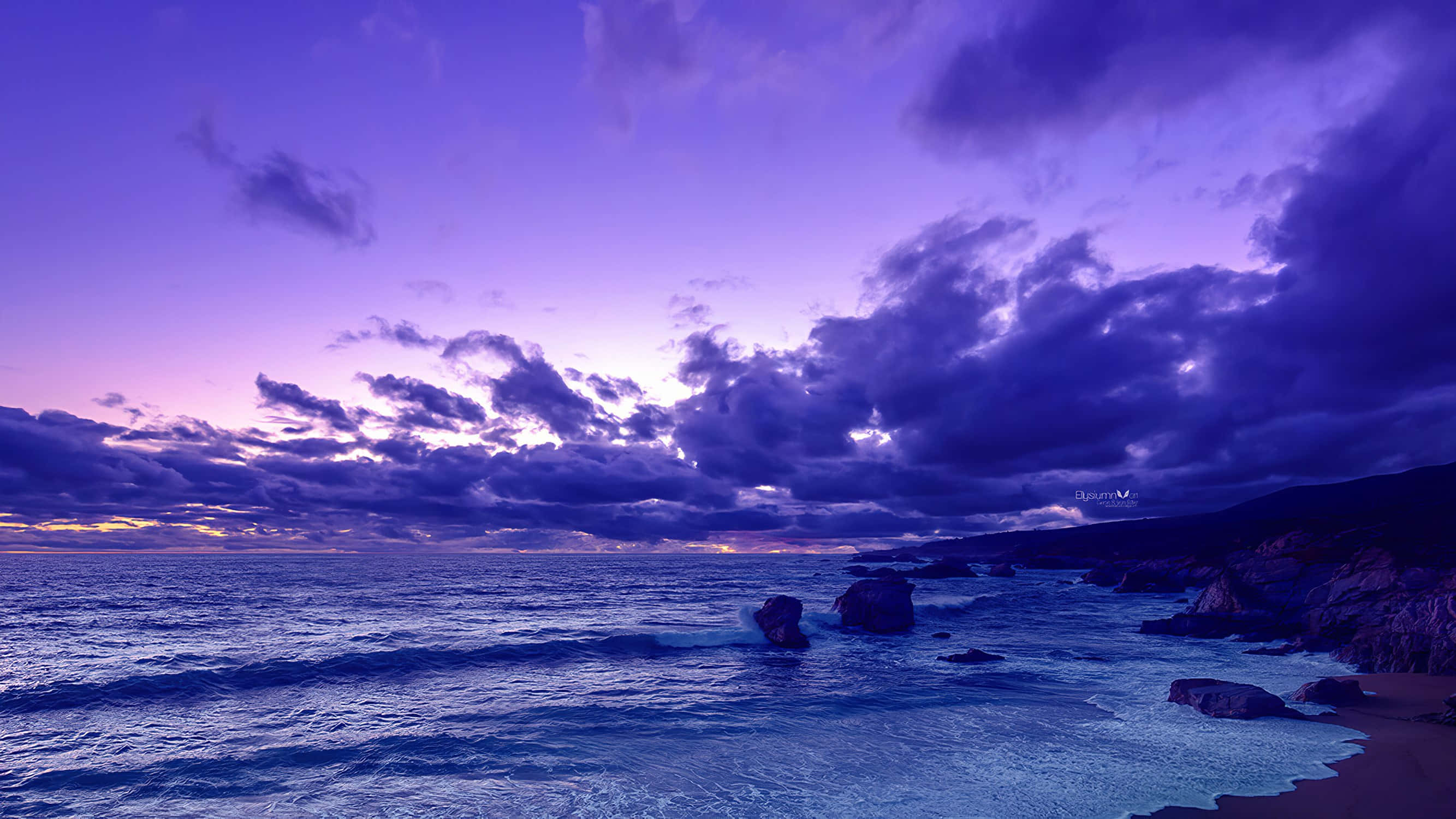 Calming Desktop, Night, purple sunset, 2K Desktop Wallpaper