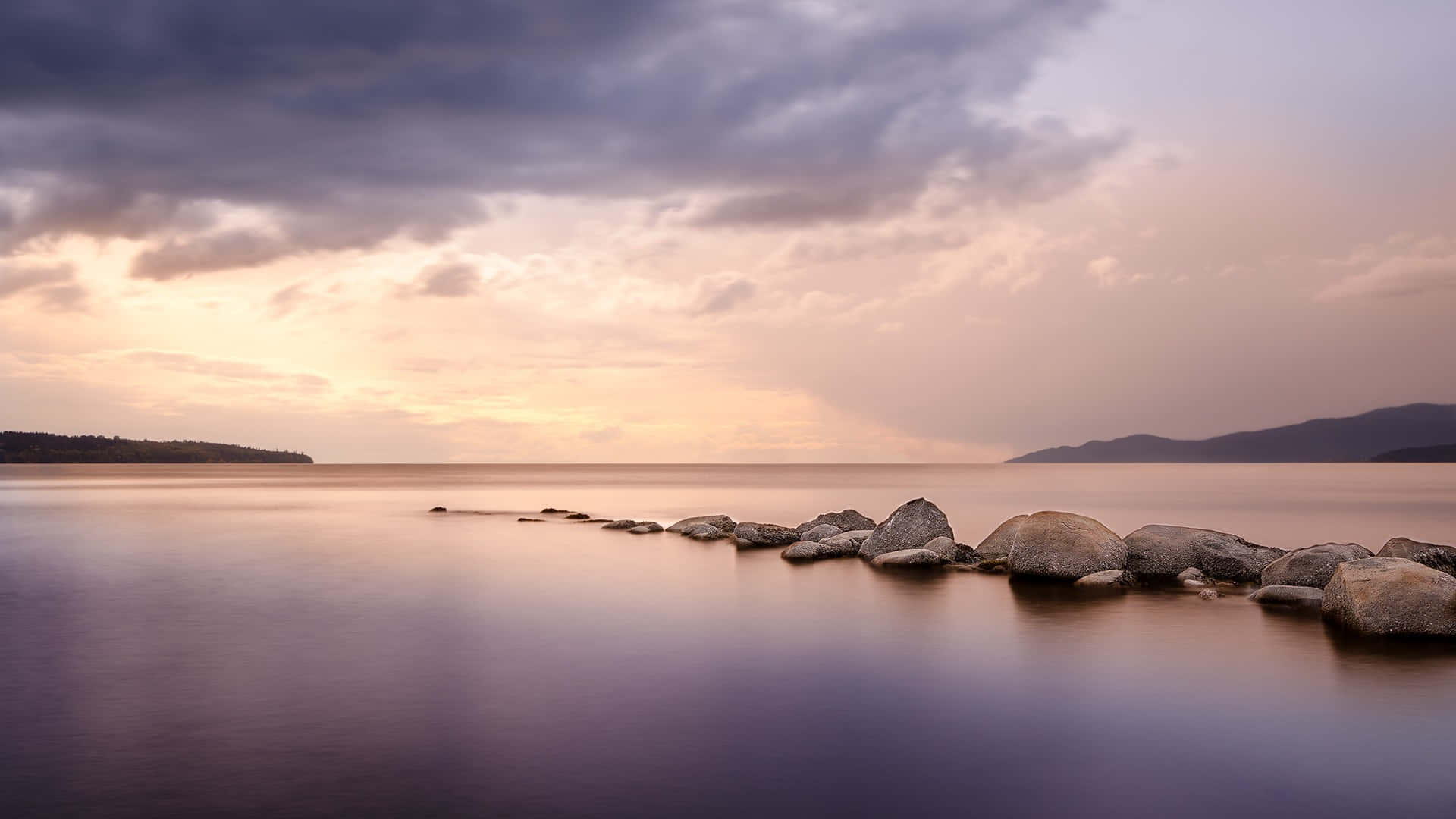 serene lake, dusk, smooth water, Full HD Desktop Wallpaper